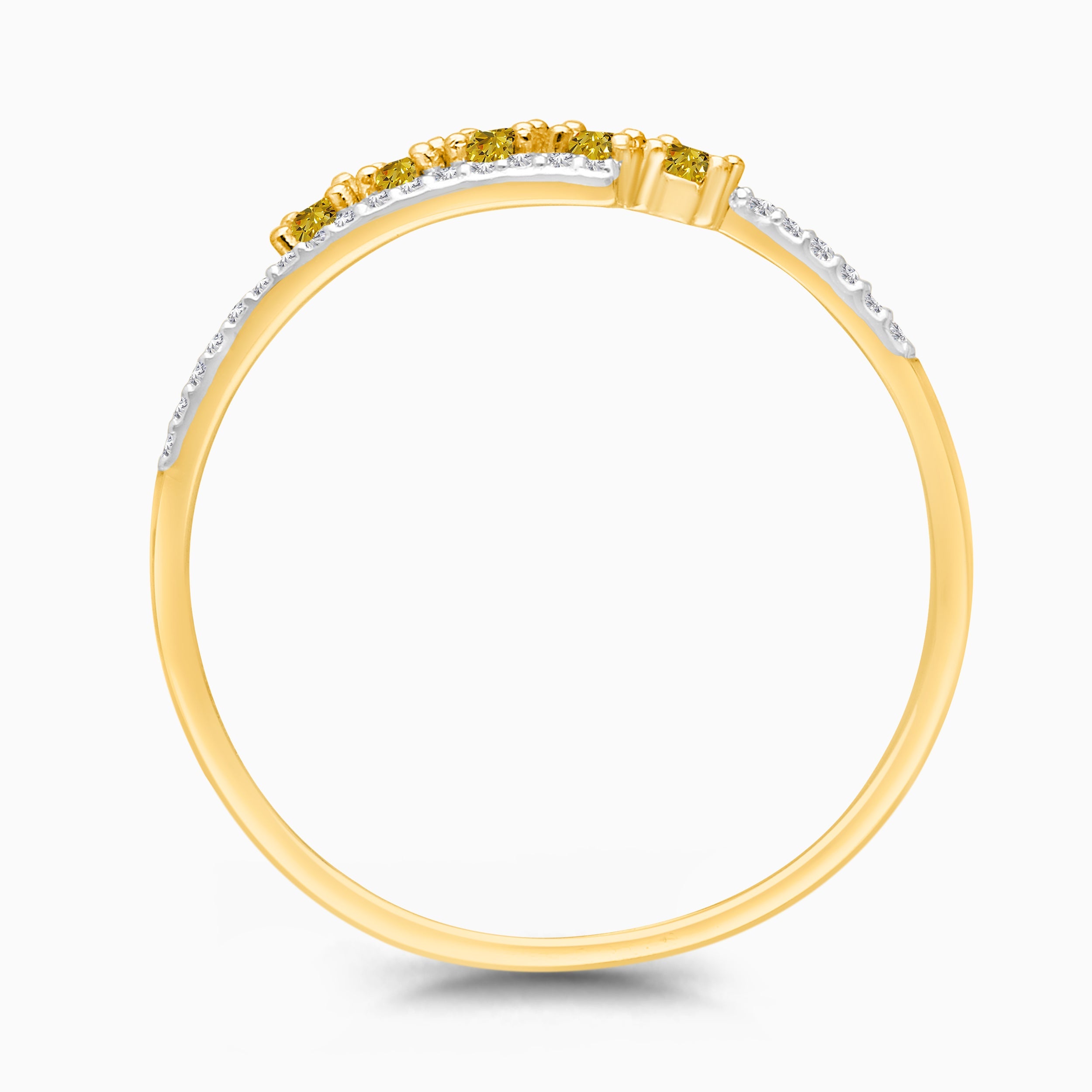 Yellow & White Diamond Twist Ring