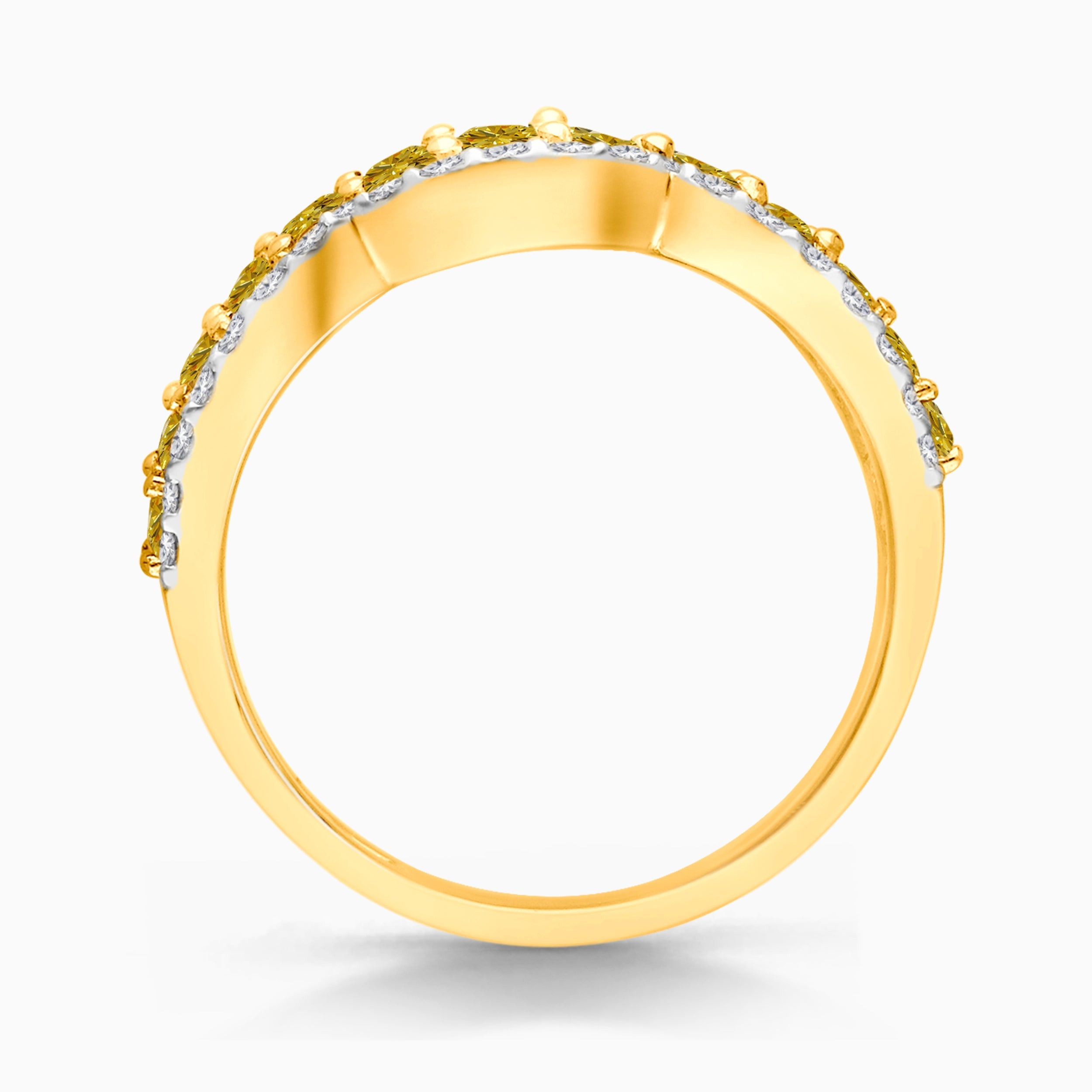 Yellow & White Diamond Open Band Yellow Diamond