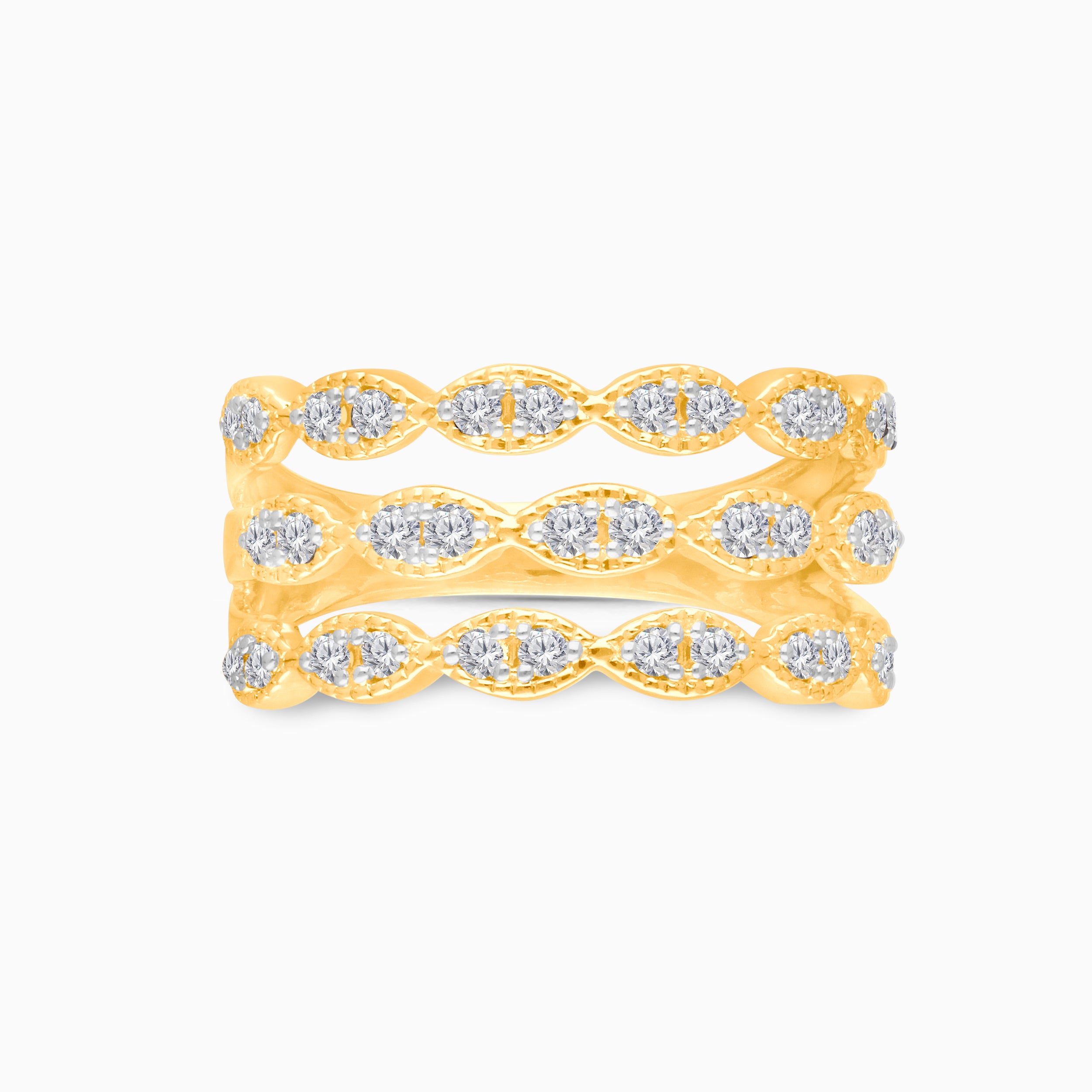Trio Row Bold White Diamond Band