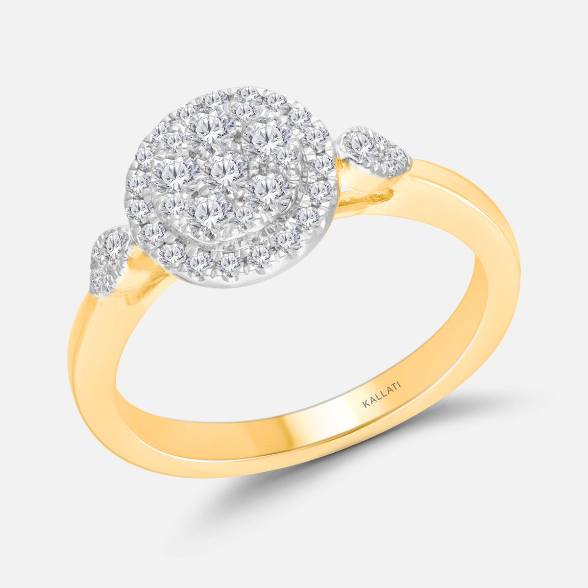 Round White Diamond Halo Ring White Diamond