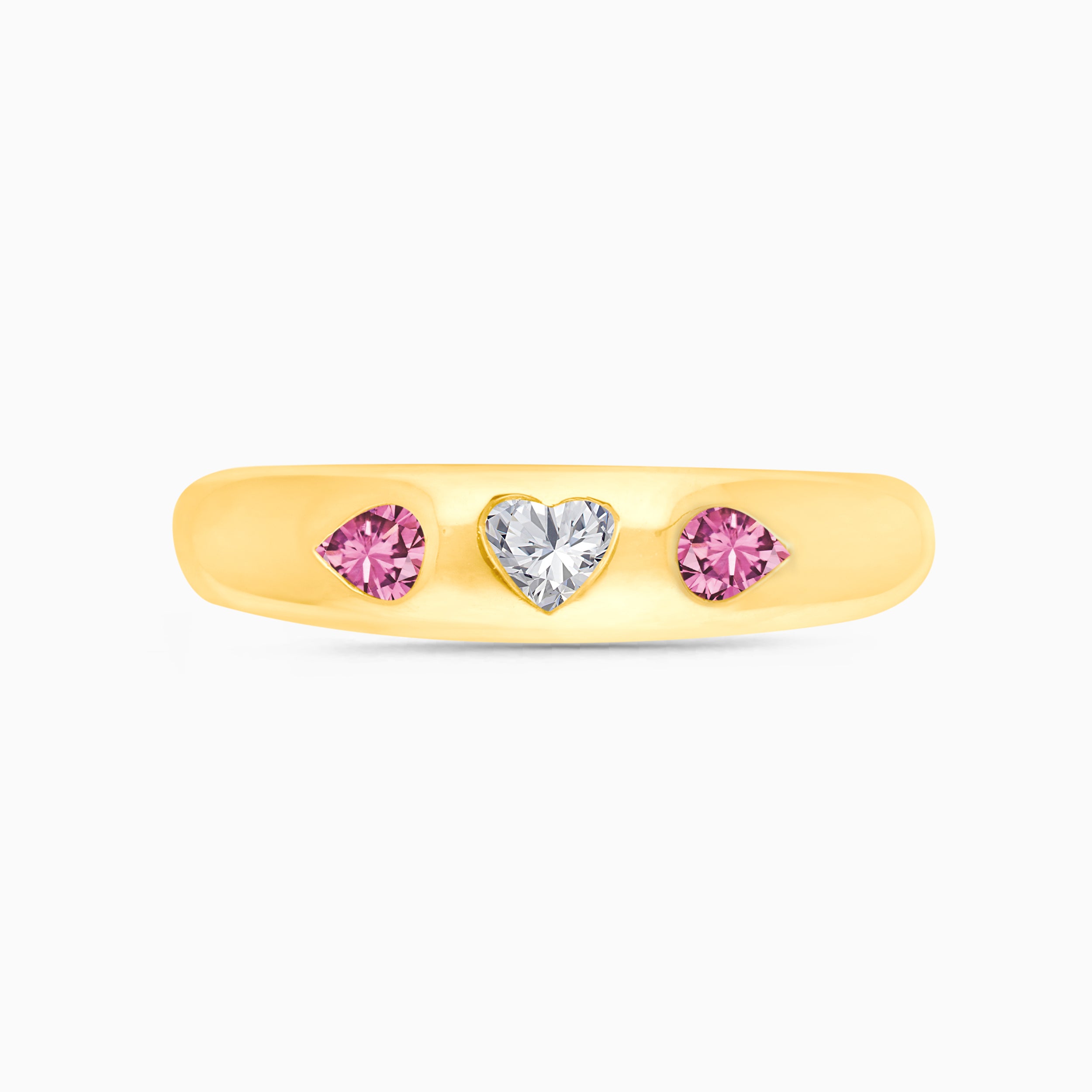 Heart Diamond and Pink Sapphire Band