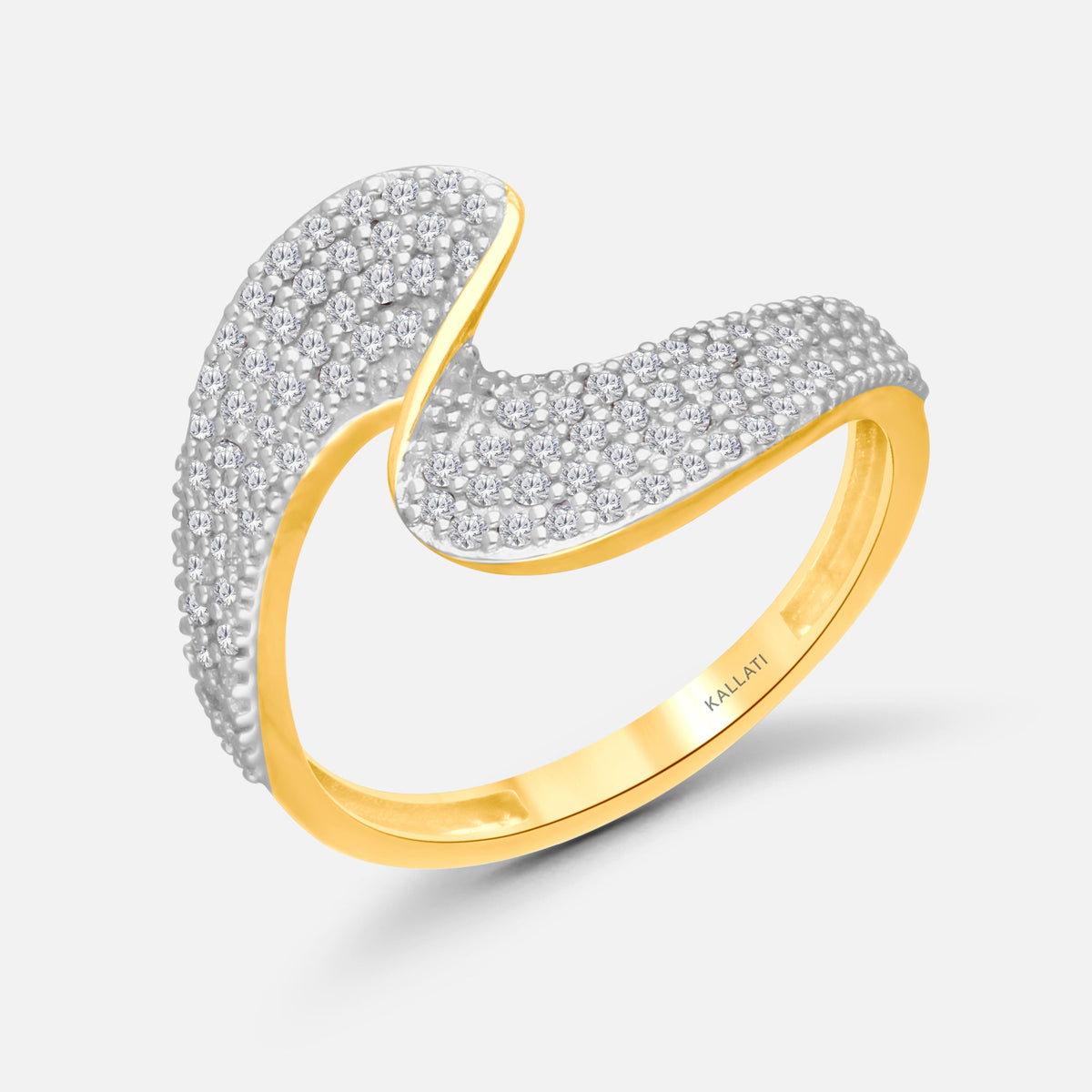 Pave Diamond Wave Ring White Diamond