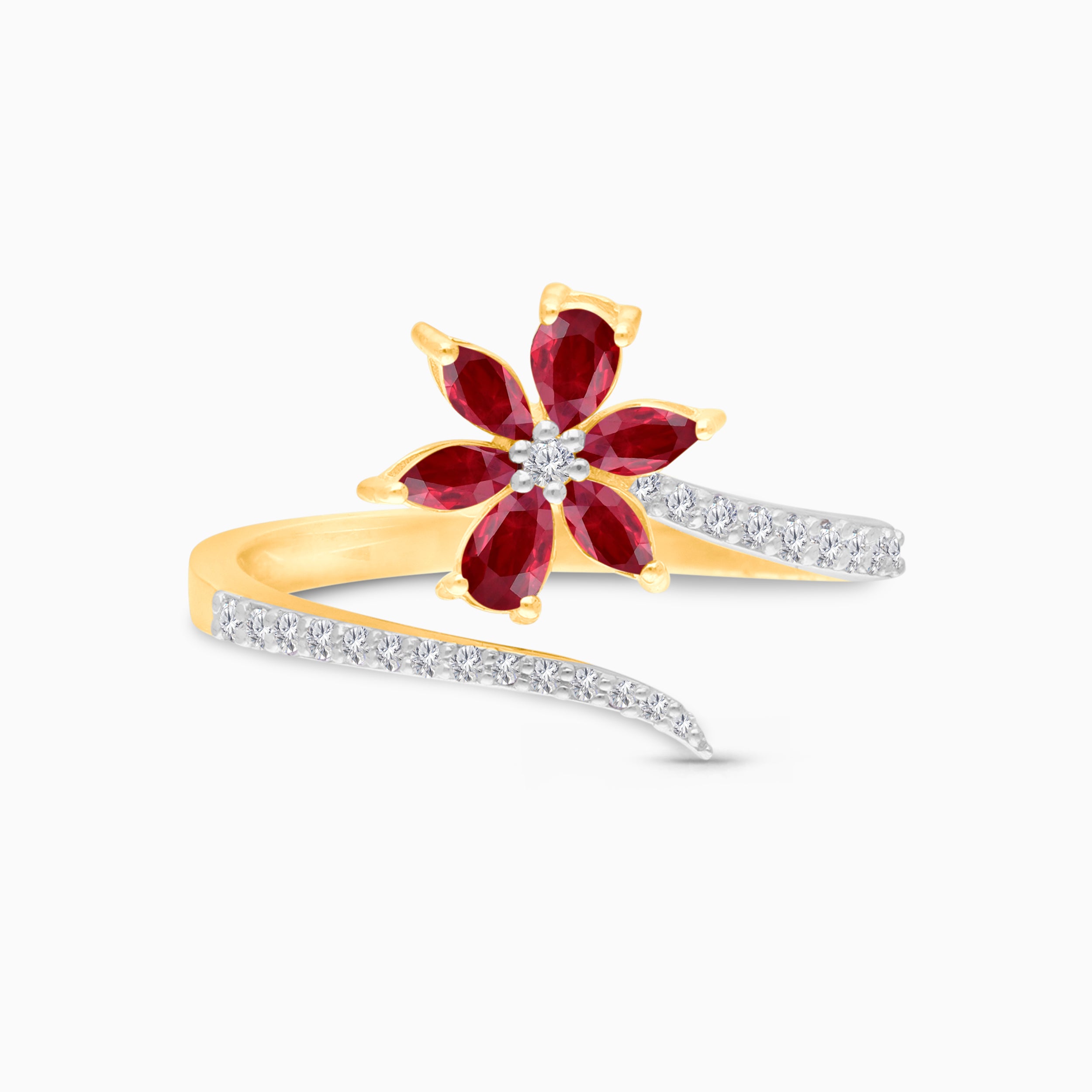 Ruby & Diamond Blooming Flower Ring