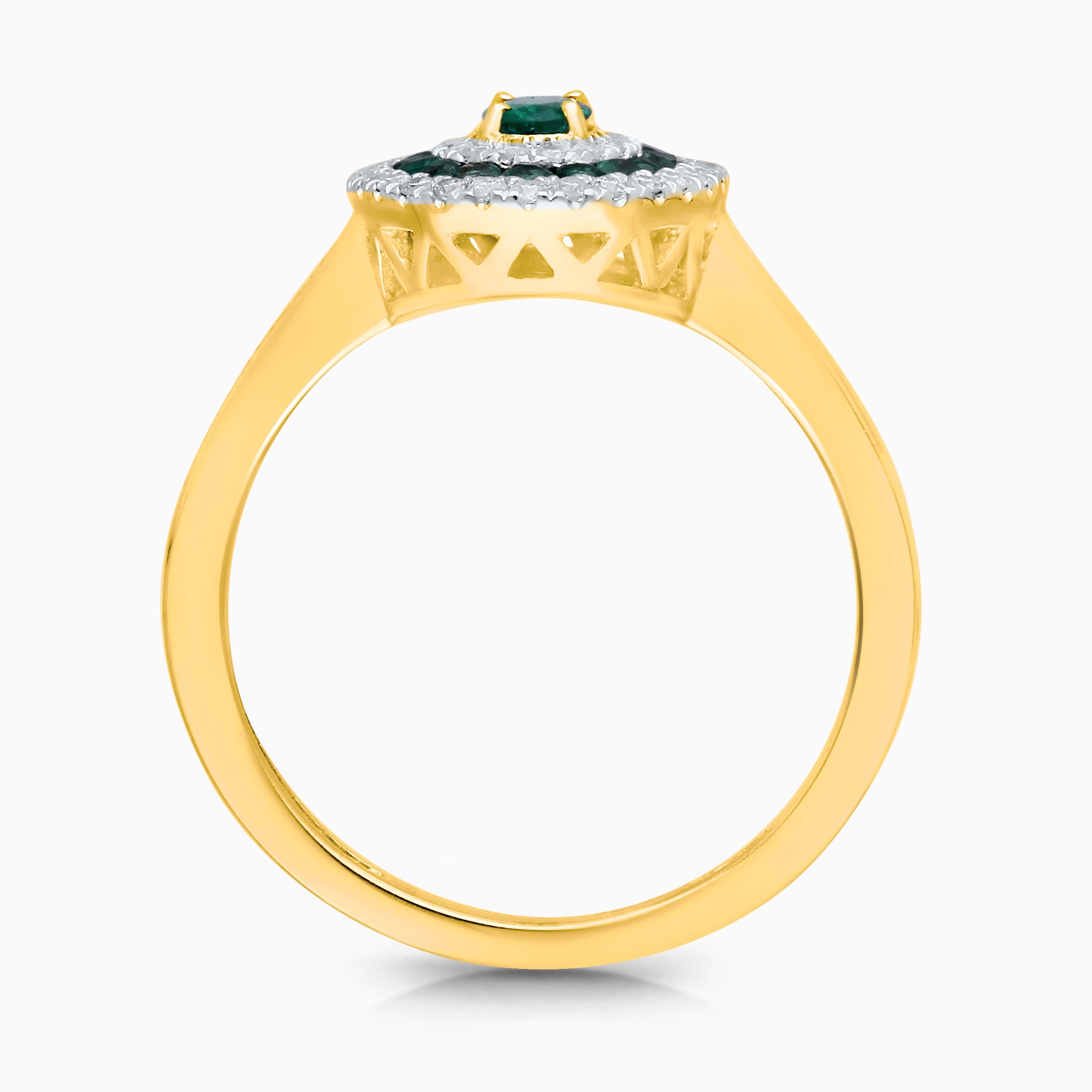 Dual Halo Emerald & Diamond Ring