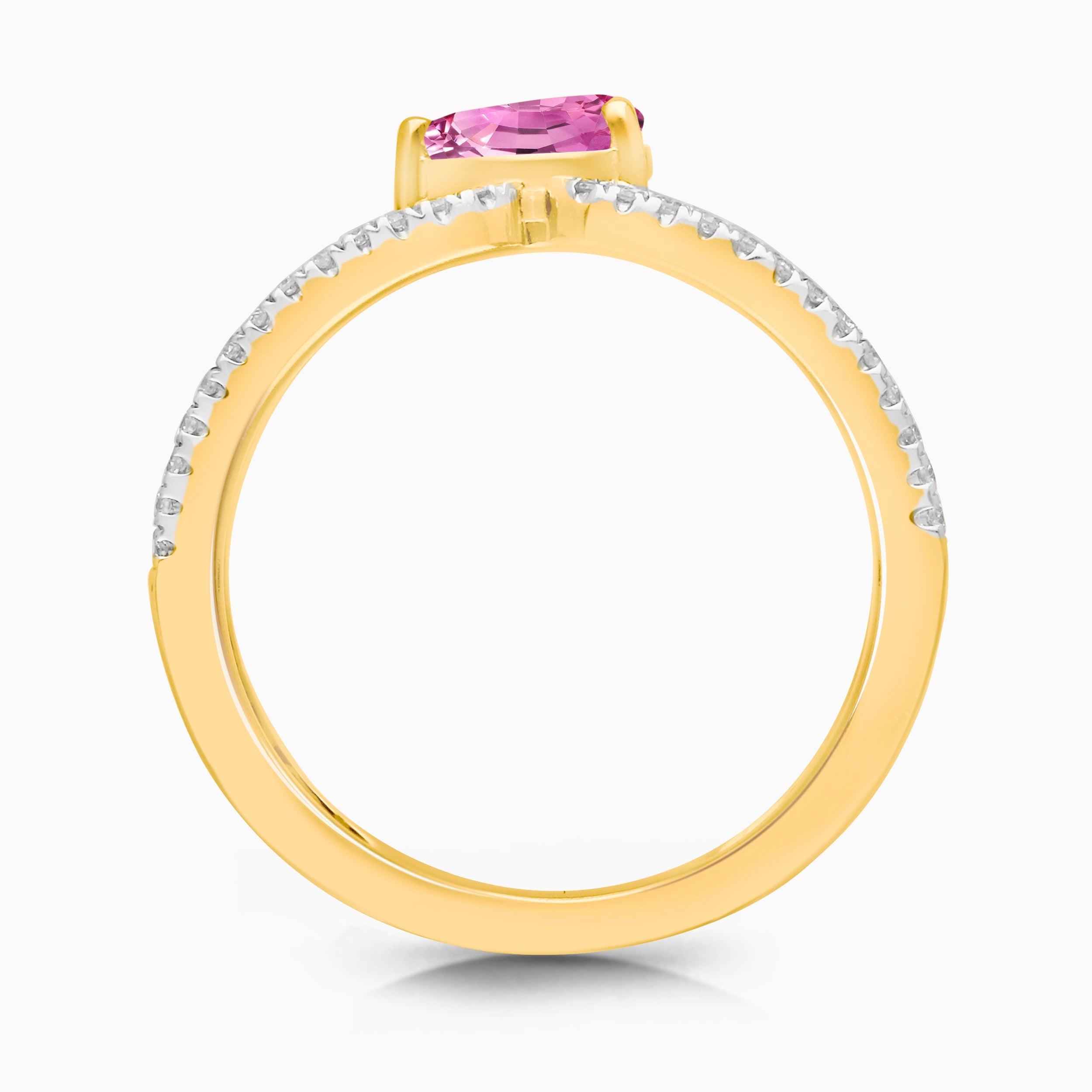 Split Shank Pear Pink Sapphire Band