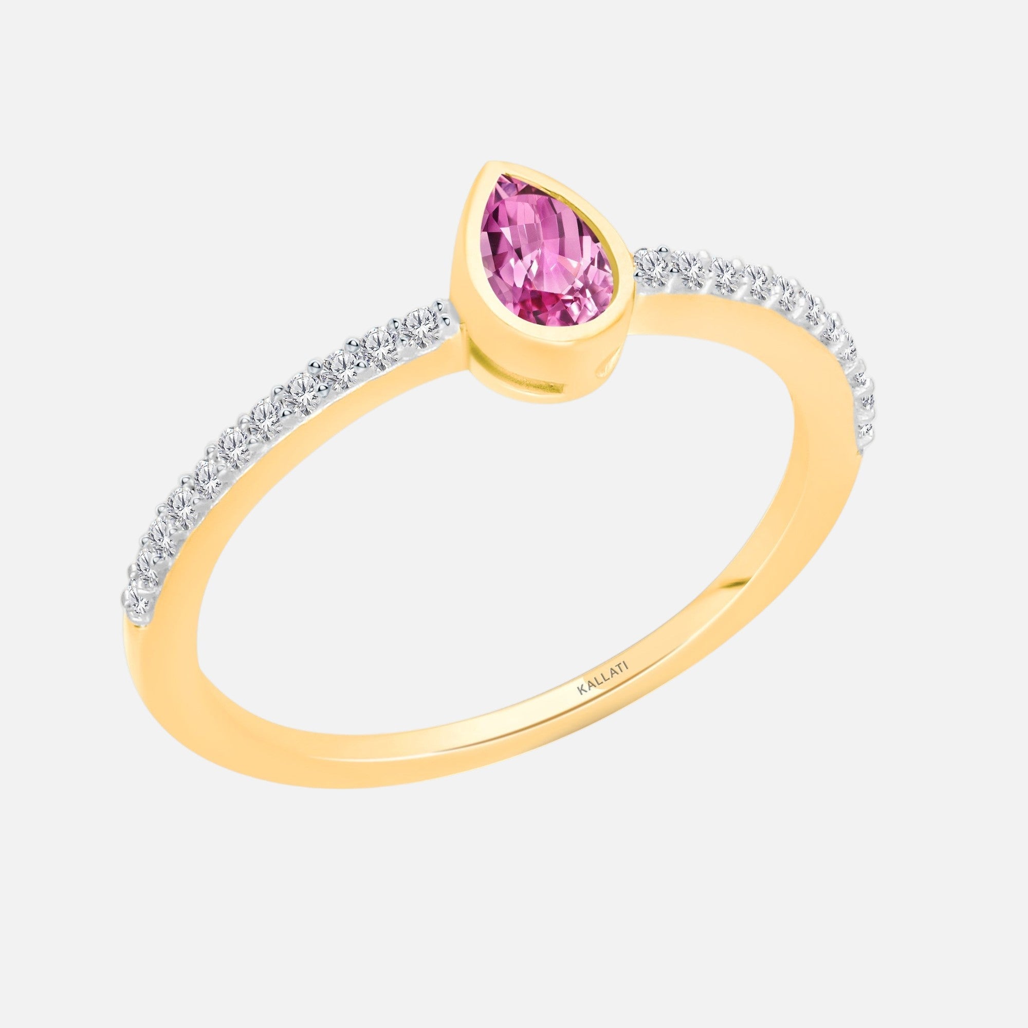 Pear Pink Sapphire & Diamond Ring Pink Sapphire