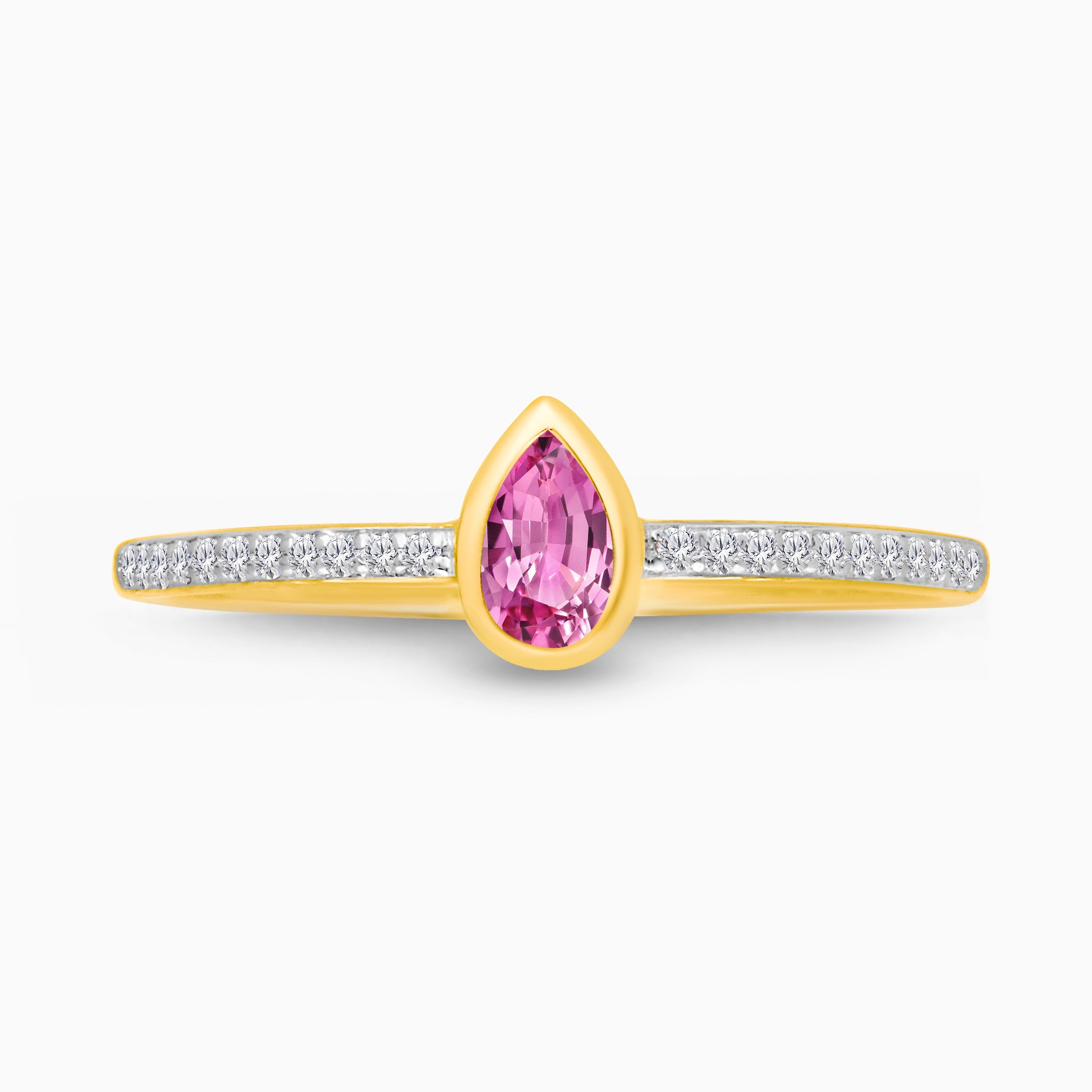 Pear Pink Sapphire Diamond Ring