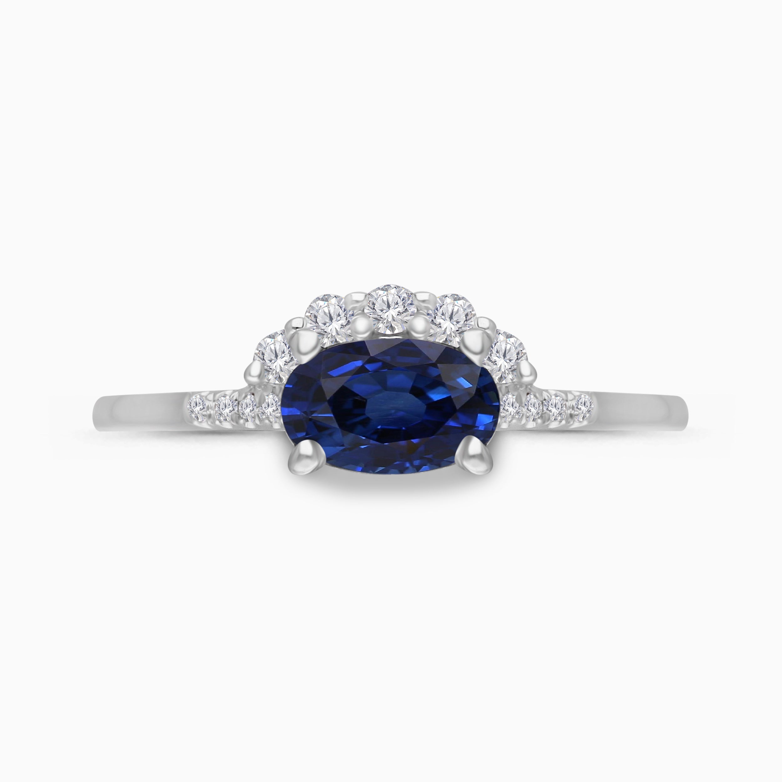 Crown of Diamonds Blue Sapphire Ring