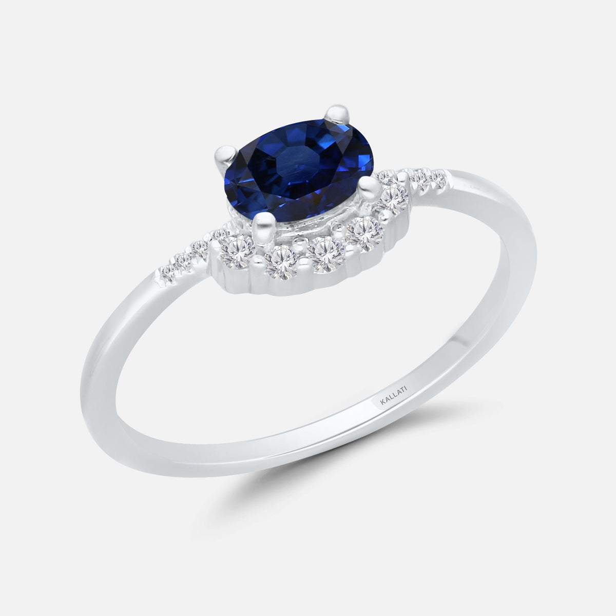 Crown of Diamonds Blue Sapphire Ring Blue Sapphire