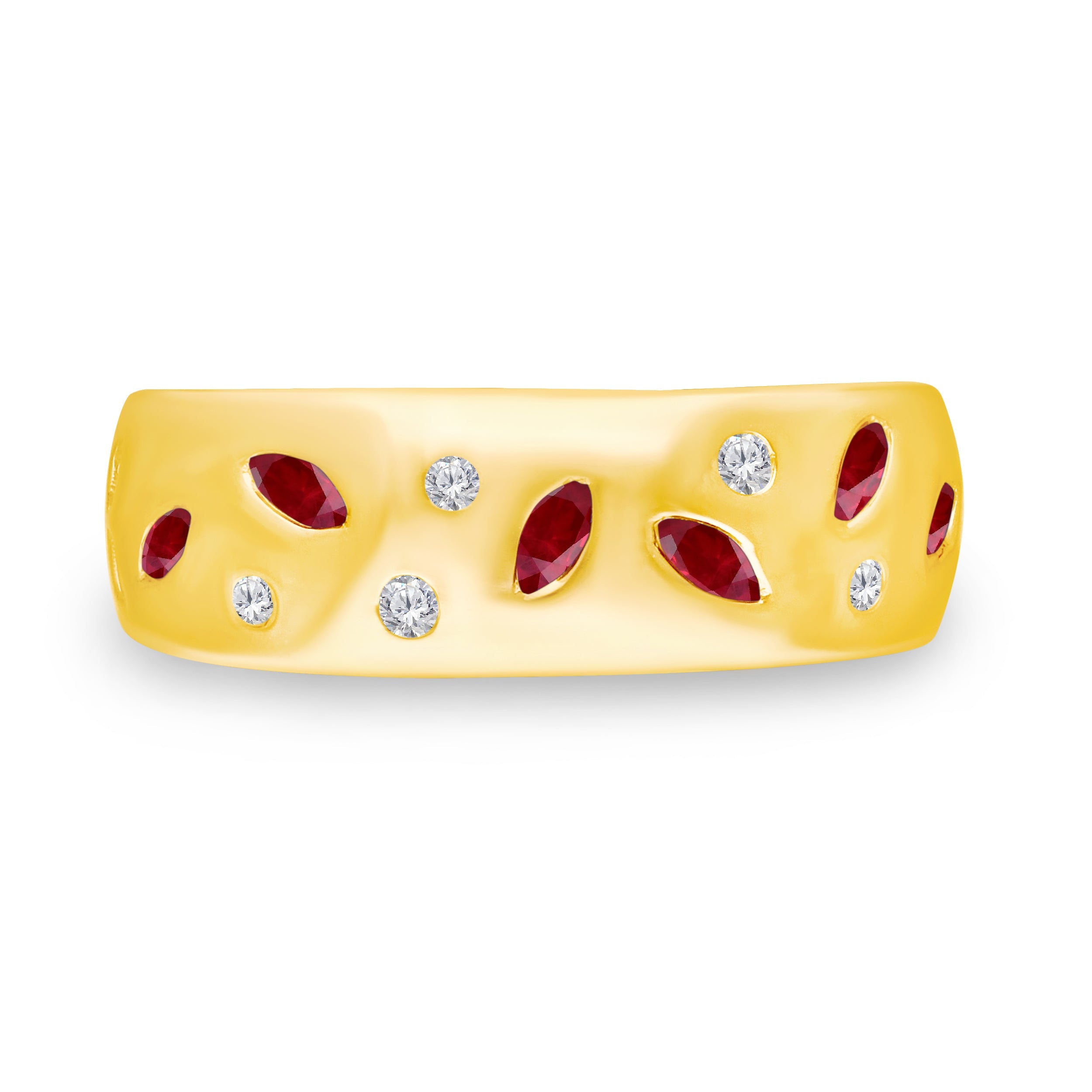 Marquise & Round Ruby & Diamond Band