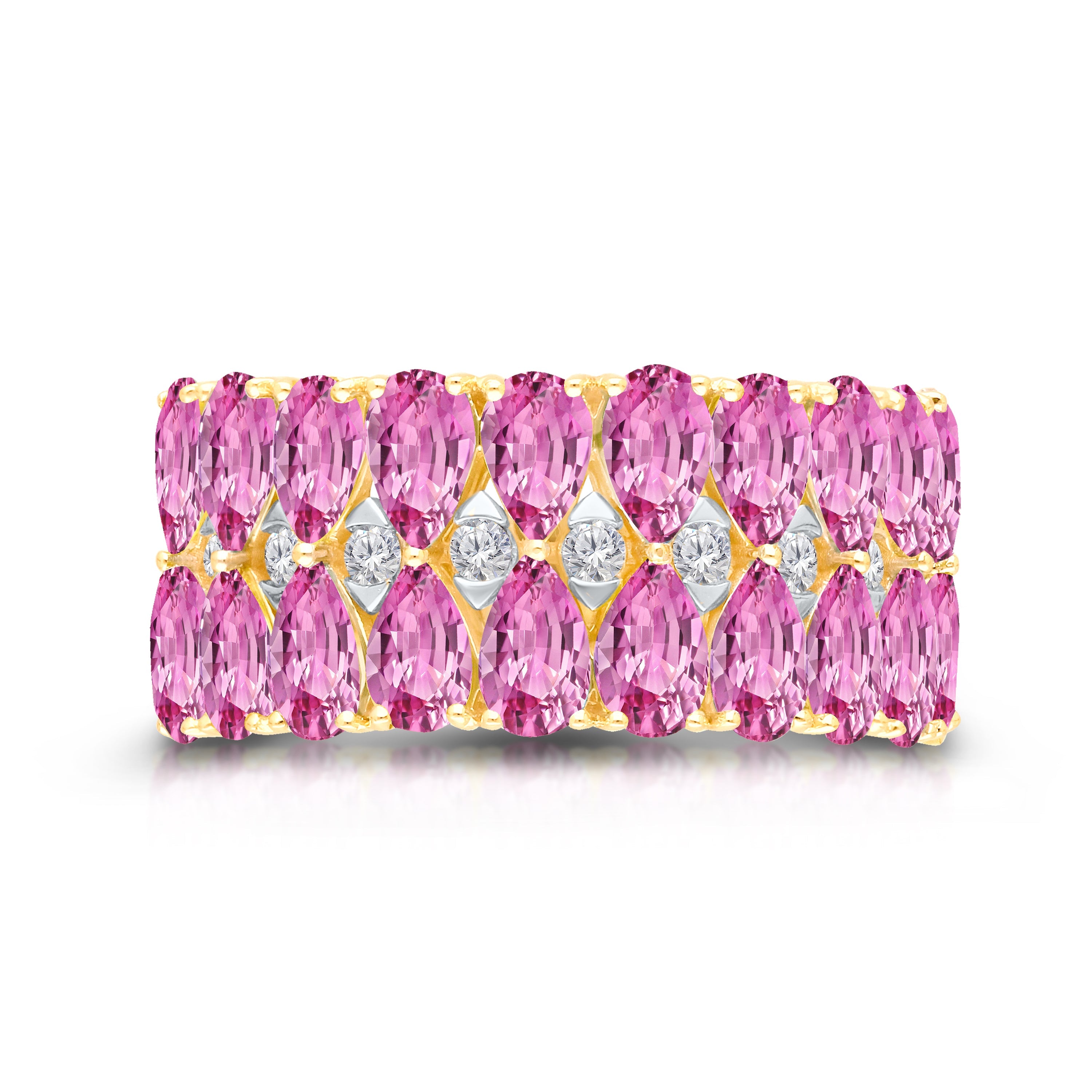 Inverse Teardrop Pink Sapphire and Diamond Band Pink Sapphire