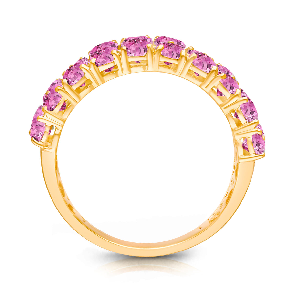 Inverse Teardrop Pink Sapphire and Diamond Band Pink Sapphire