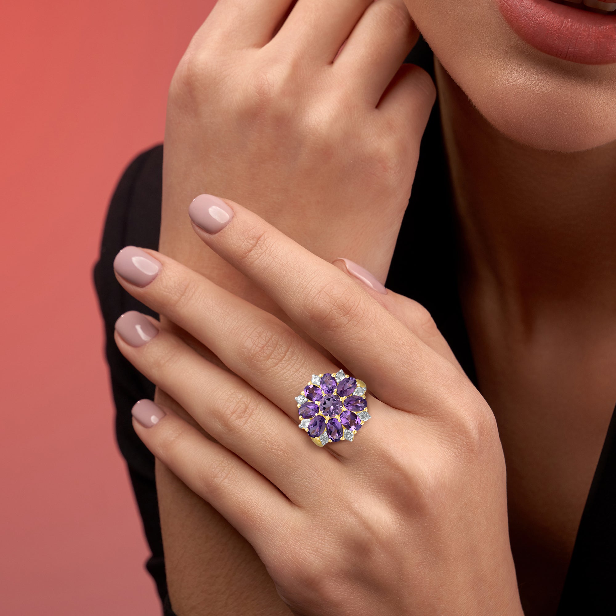 Peony Amethyst & Diamond Ring