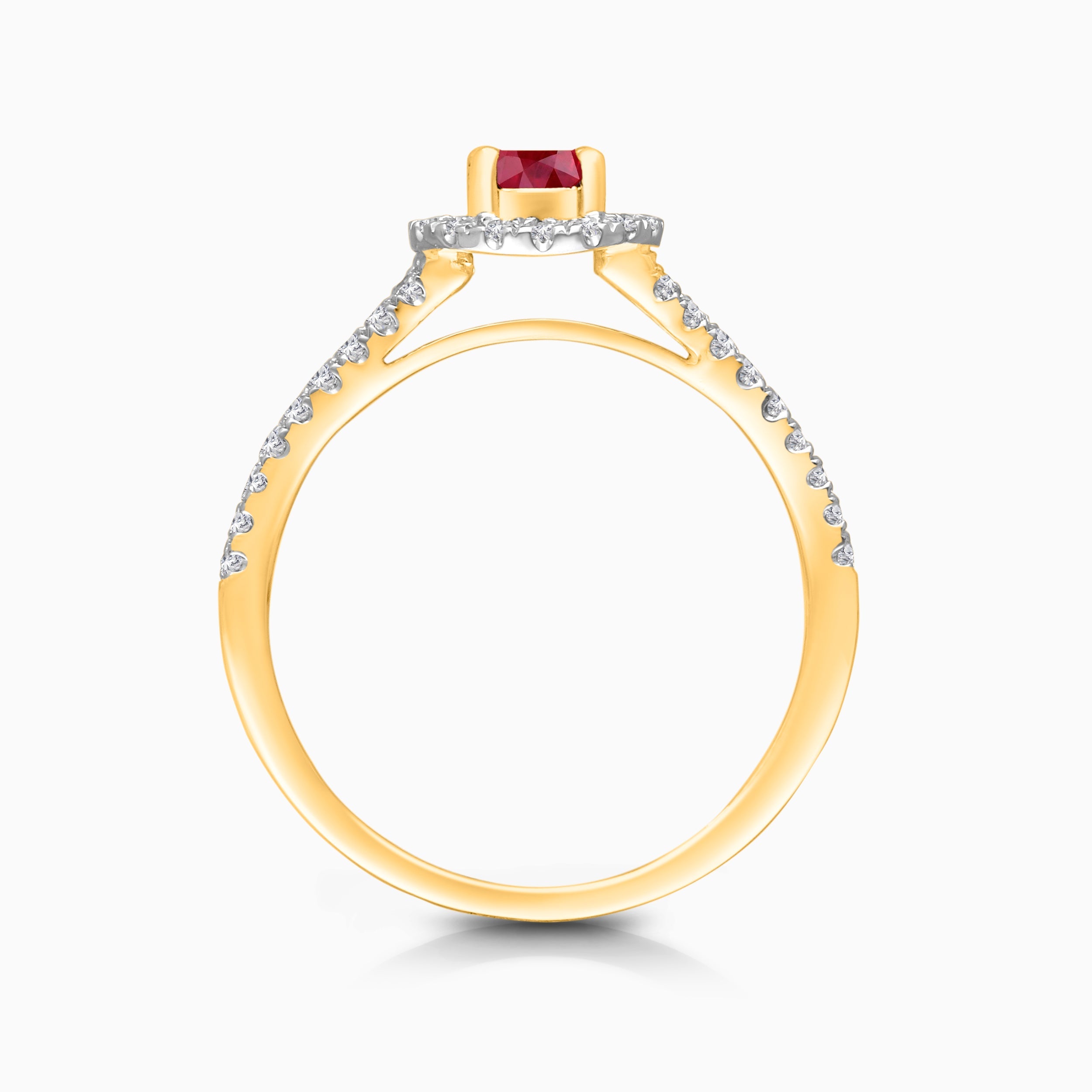 Ruby & Diamond Split Shank Solitaire Ring