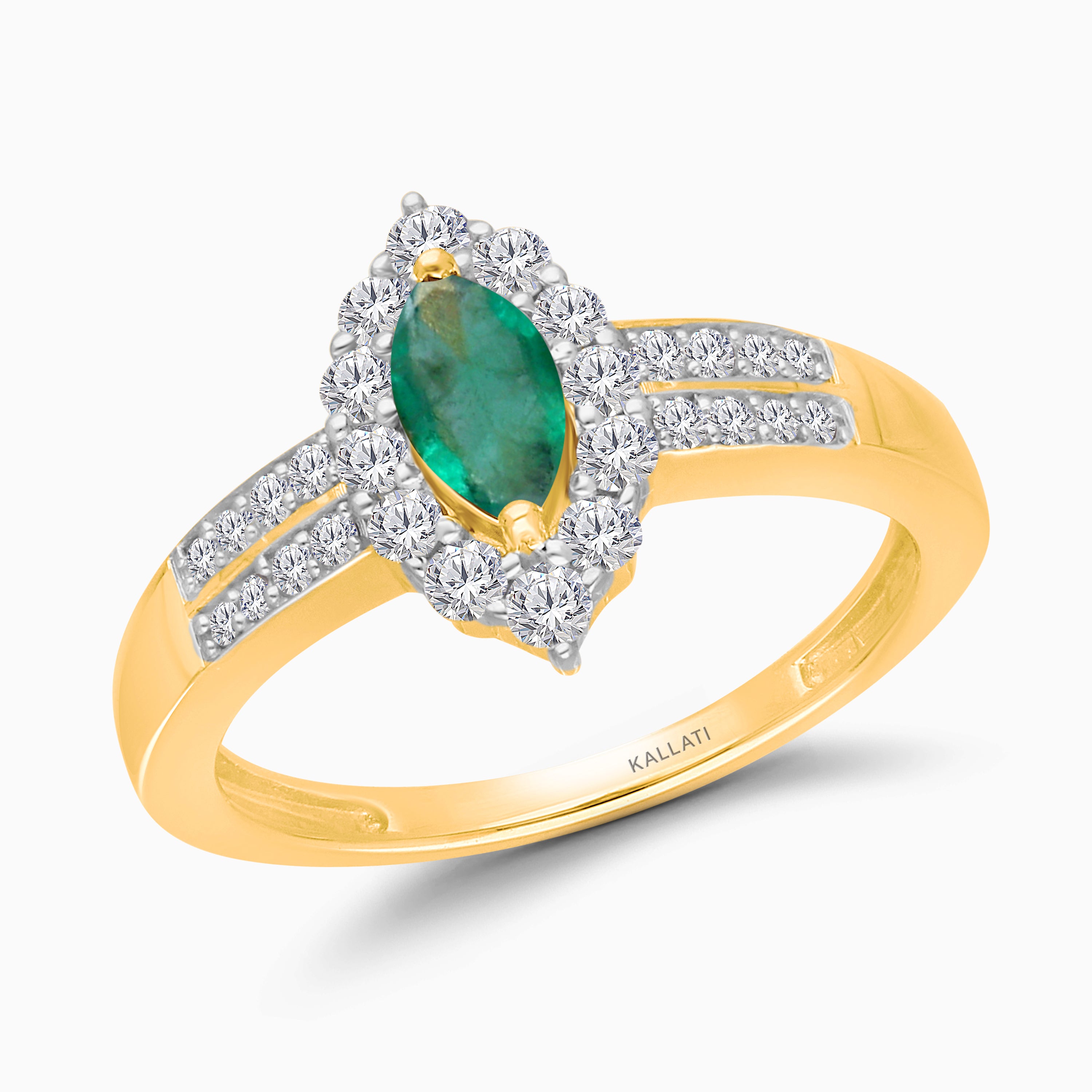 Dual Row Marquise Emerald Ring