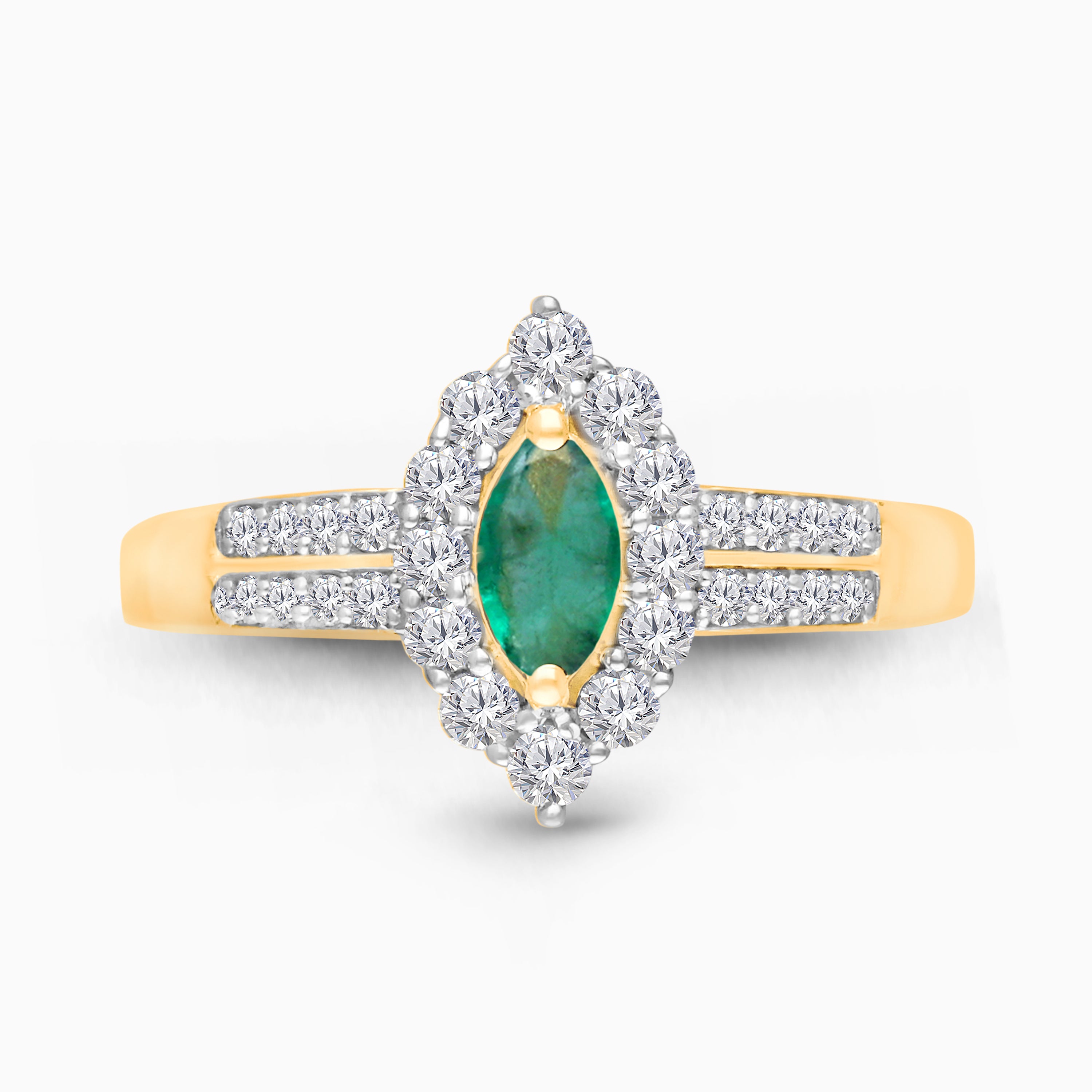 Dual Row Marquise Emerald Ring