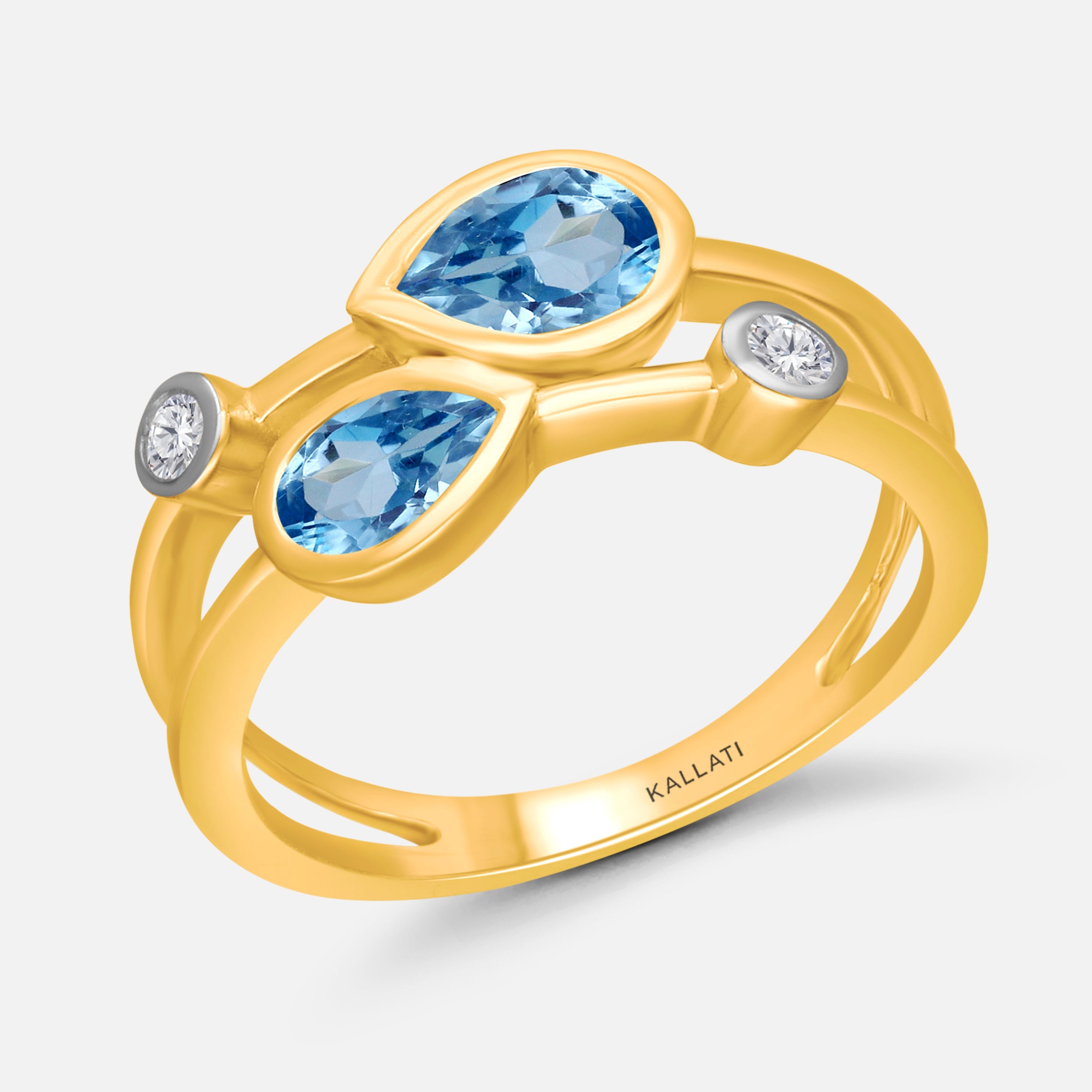 Perfect Pear Blue Topaz & White Diamond Ring BLUE TOPAZ