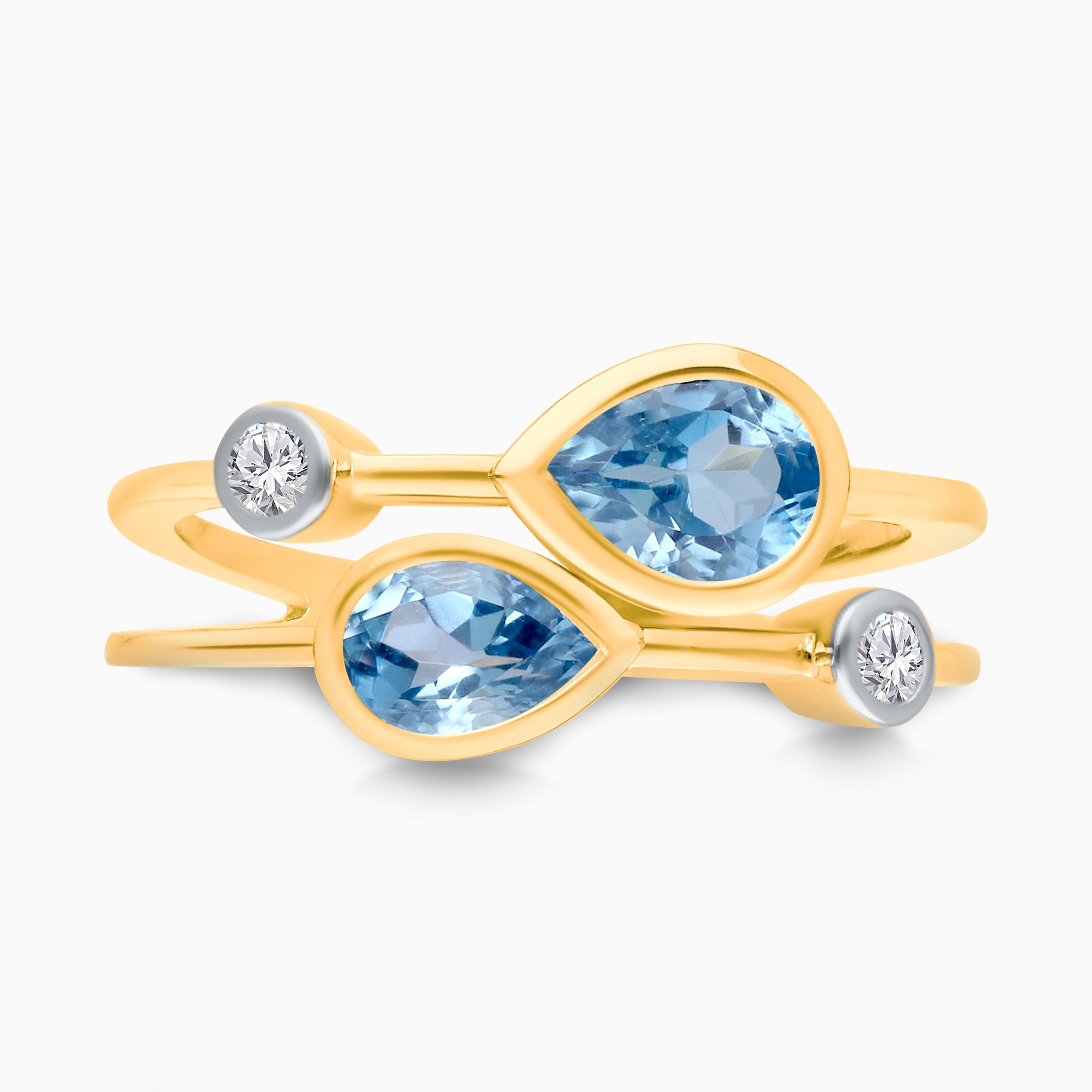 Perfect Pear Blue Topaz & White Diamond Ring