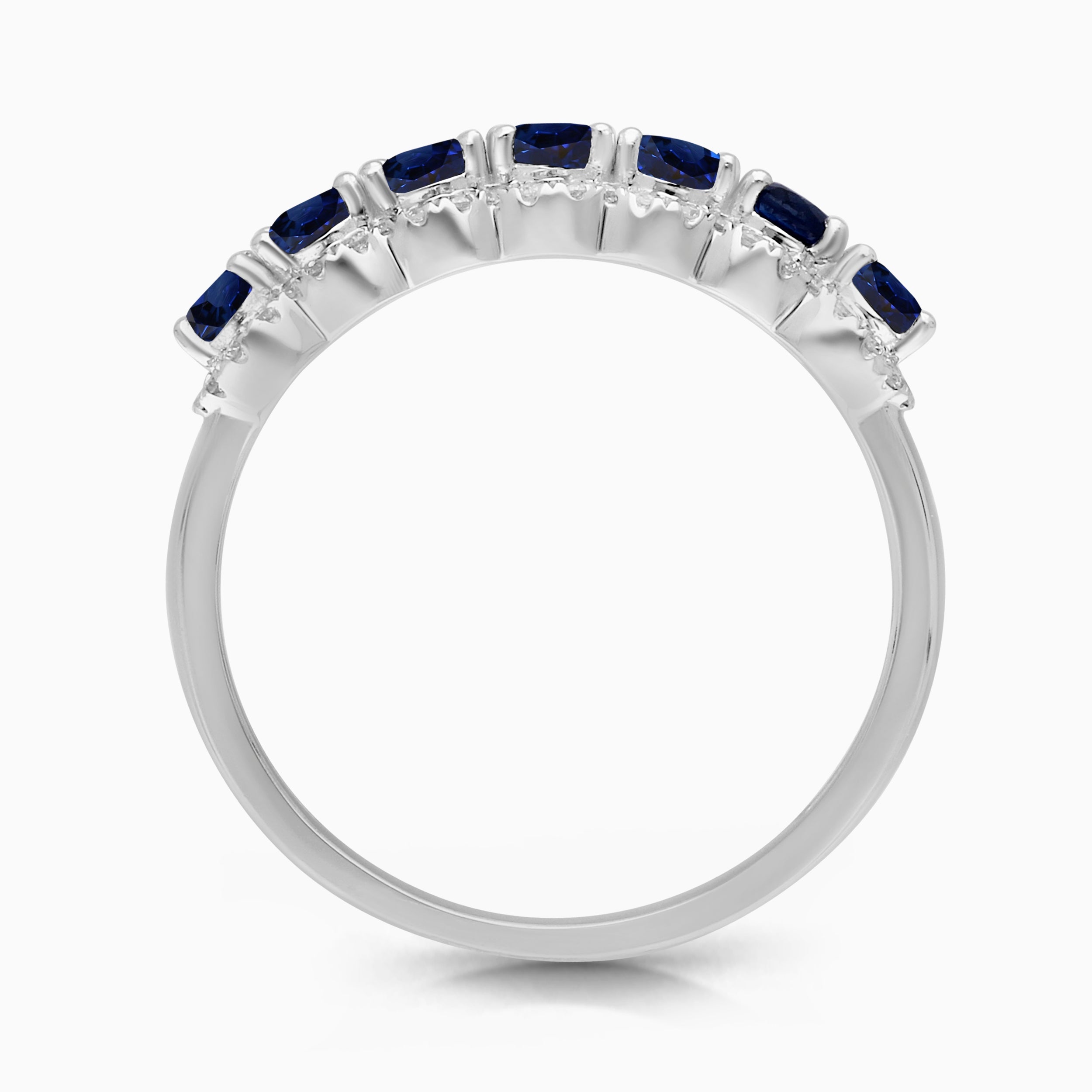 Oval Blue Sapphire and White Diamond Band