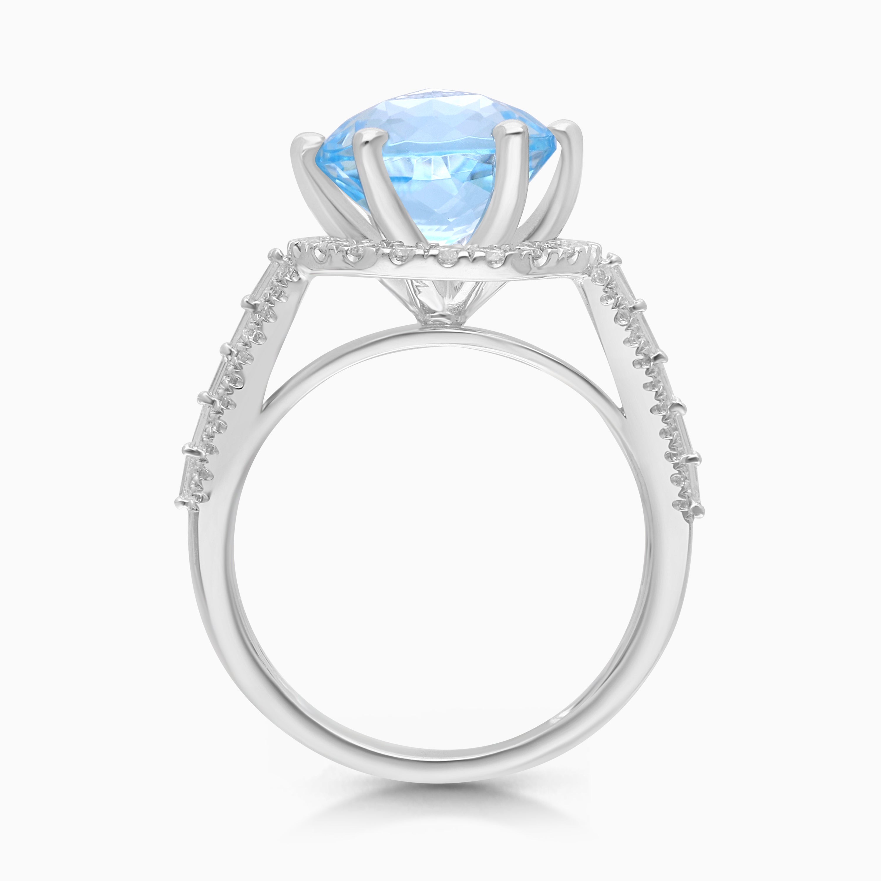 Crystal Blue Aquamarine & Diamond Ring