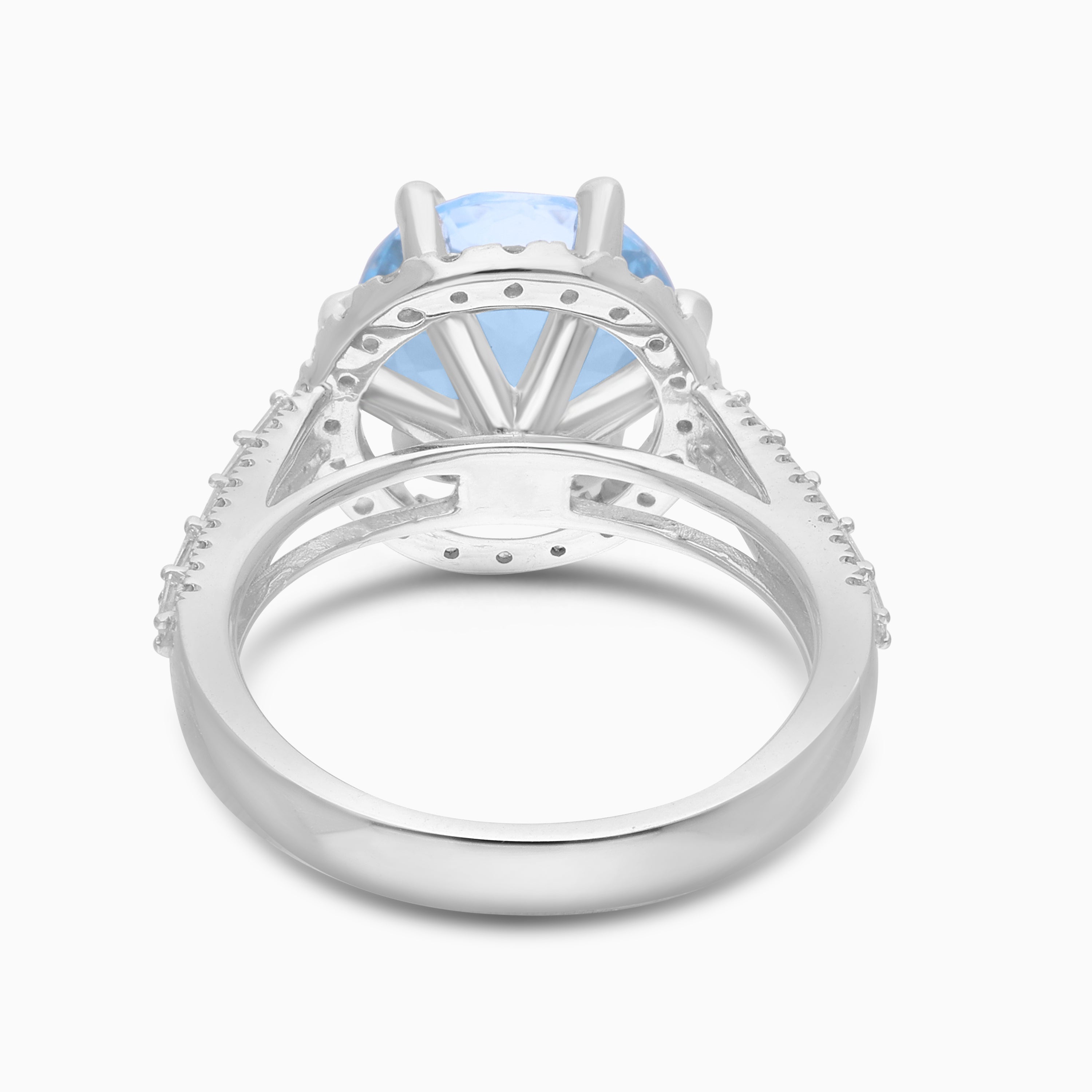 Crystal Blue Aquamarine & Diamond Ring