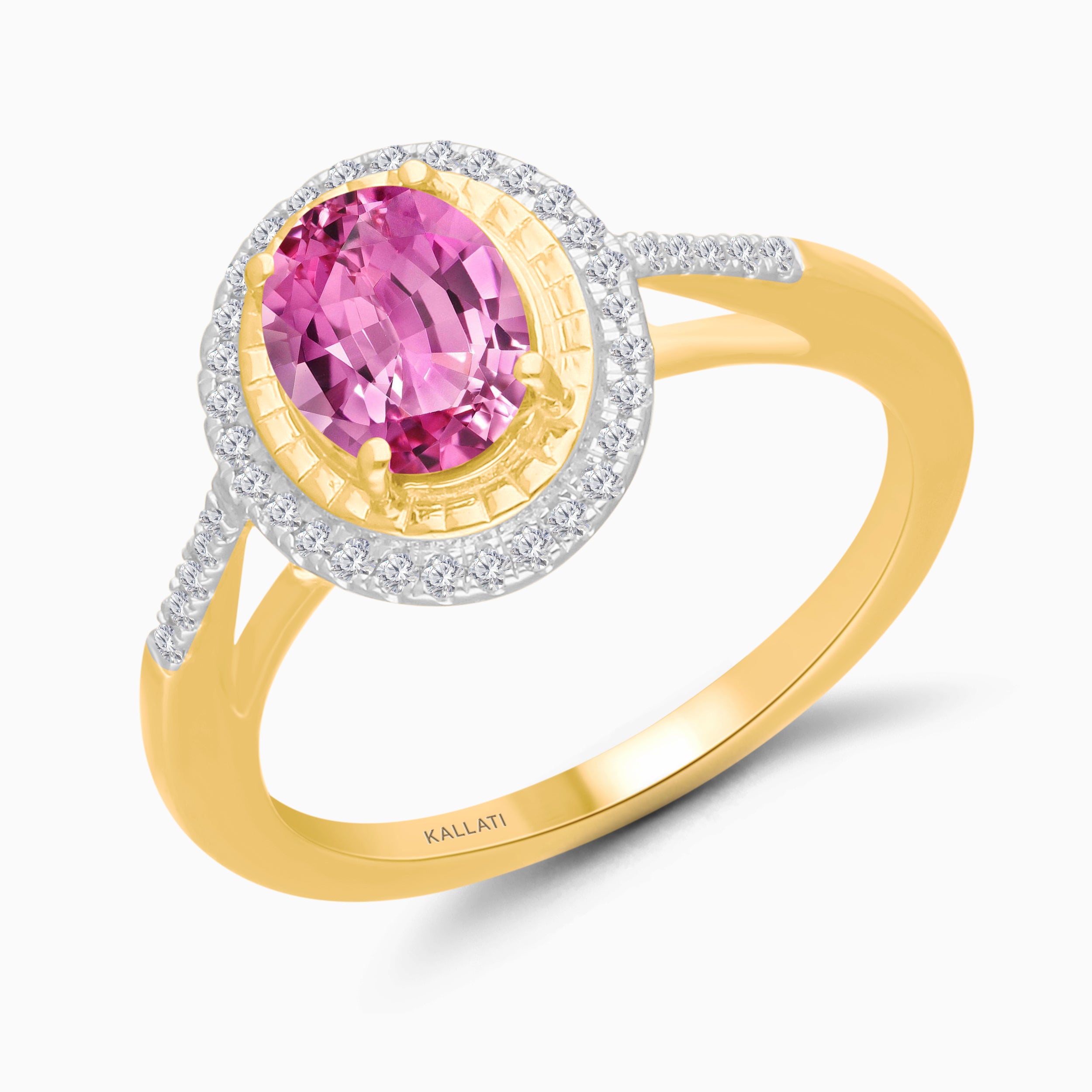 Golden Halo Pink Sapphire Ring