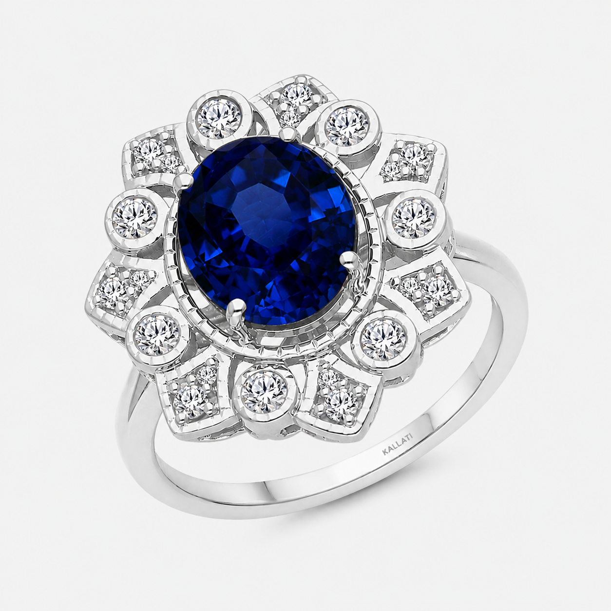 Celestial Sapphire Halo Ring Blue Sapphire