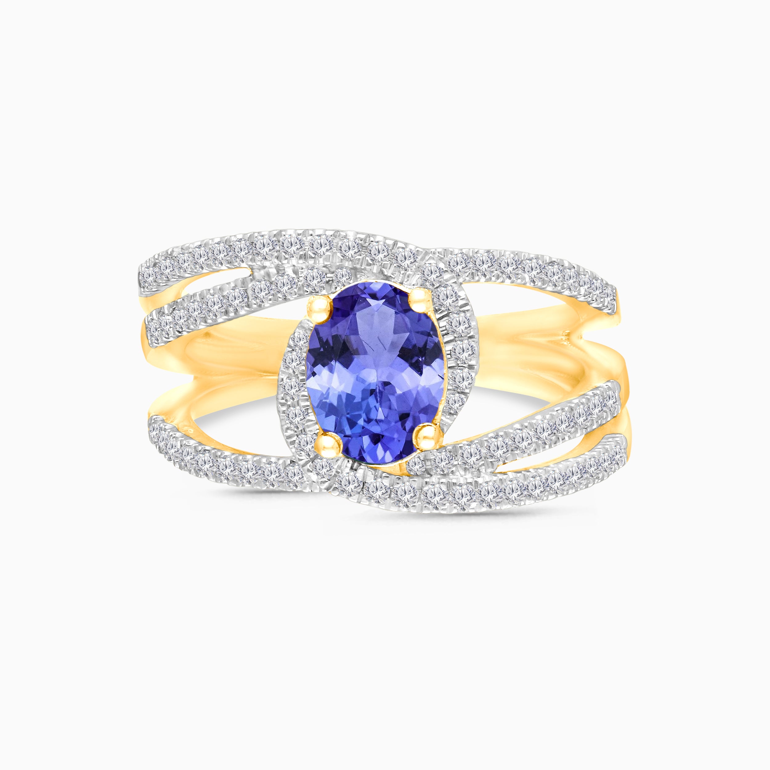 Oval Tanzanite & White Diamond Open Ring