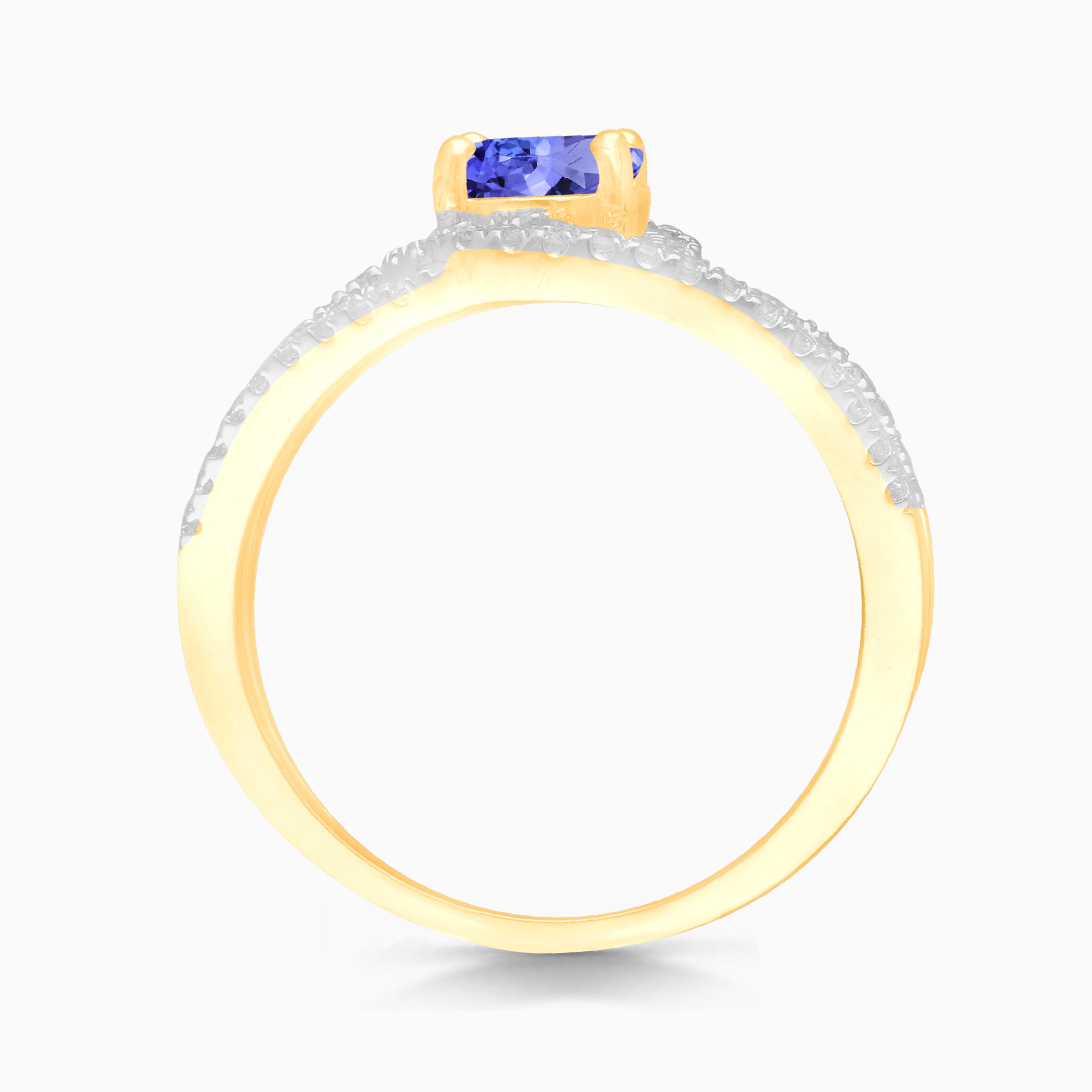 Oval Tanzanite & White Diamond Open Ring