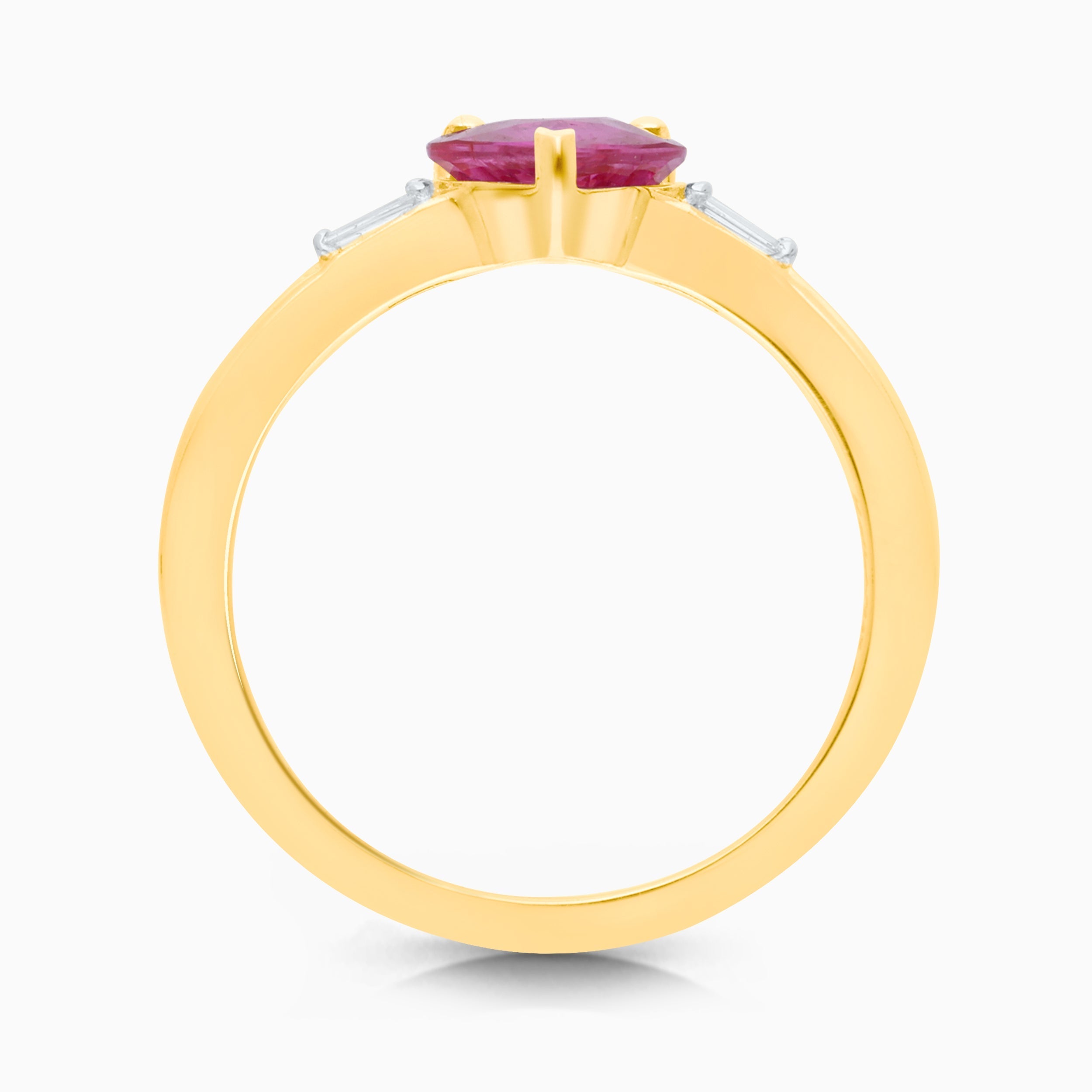 Ruby Heart and Baguette Diamond Ring hearts