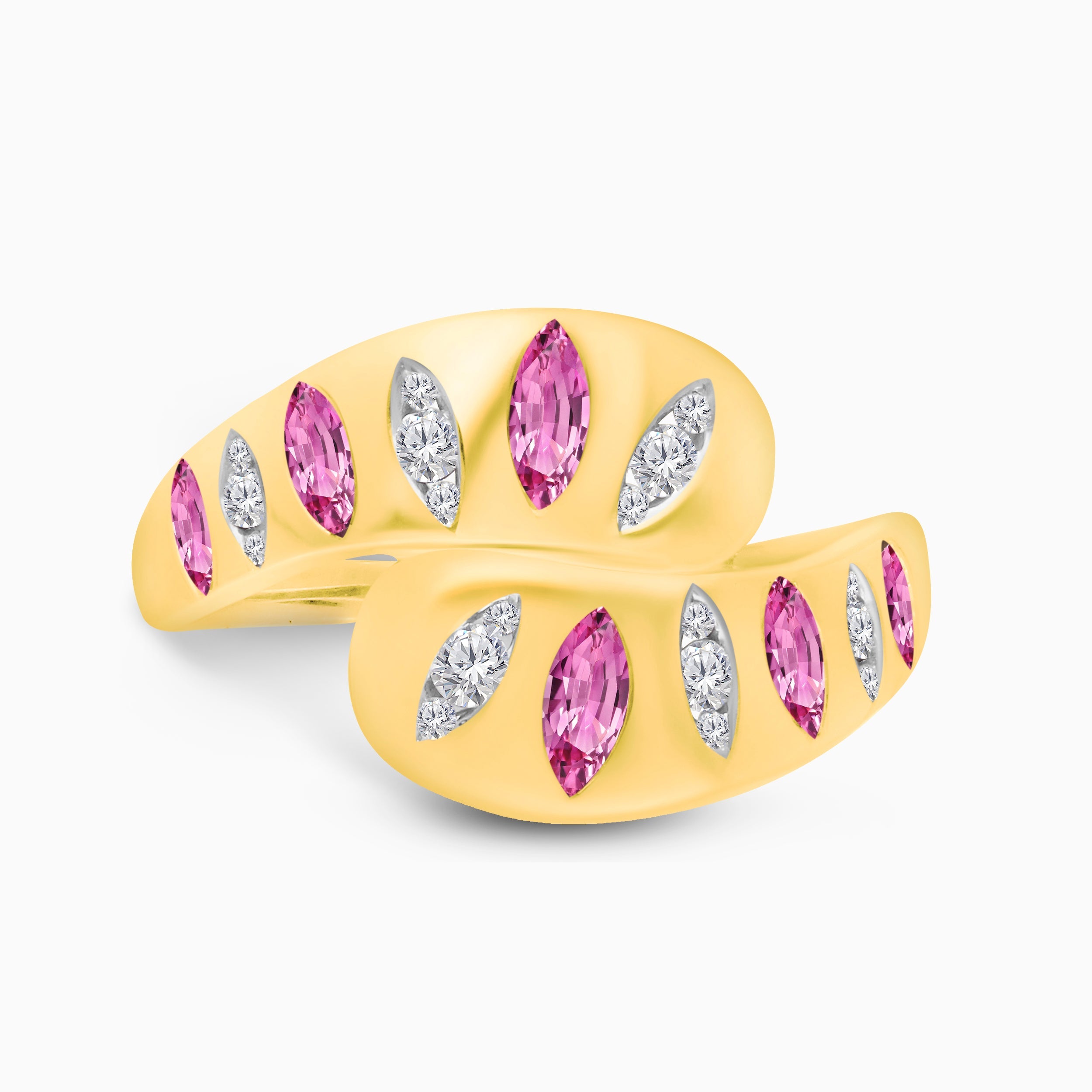 Marquise Pink Sapphire & Diamond Wrap around Ring