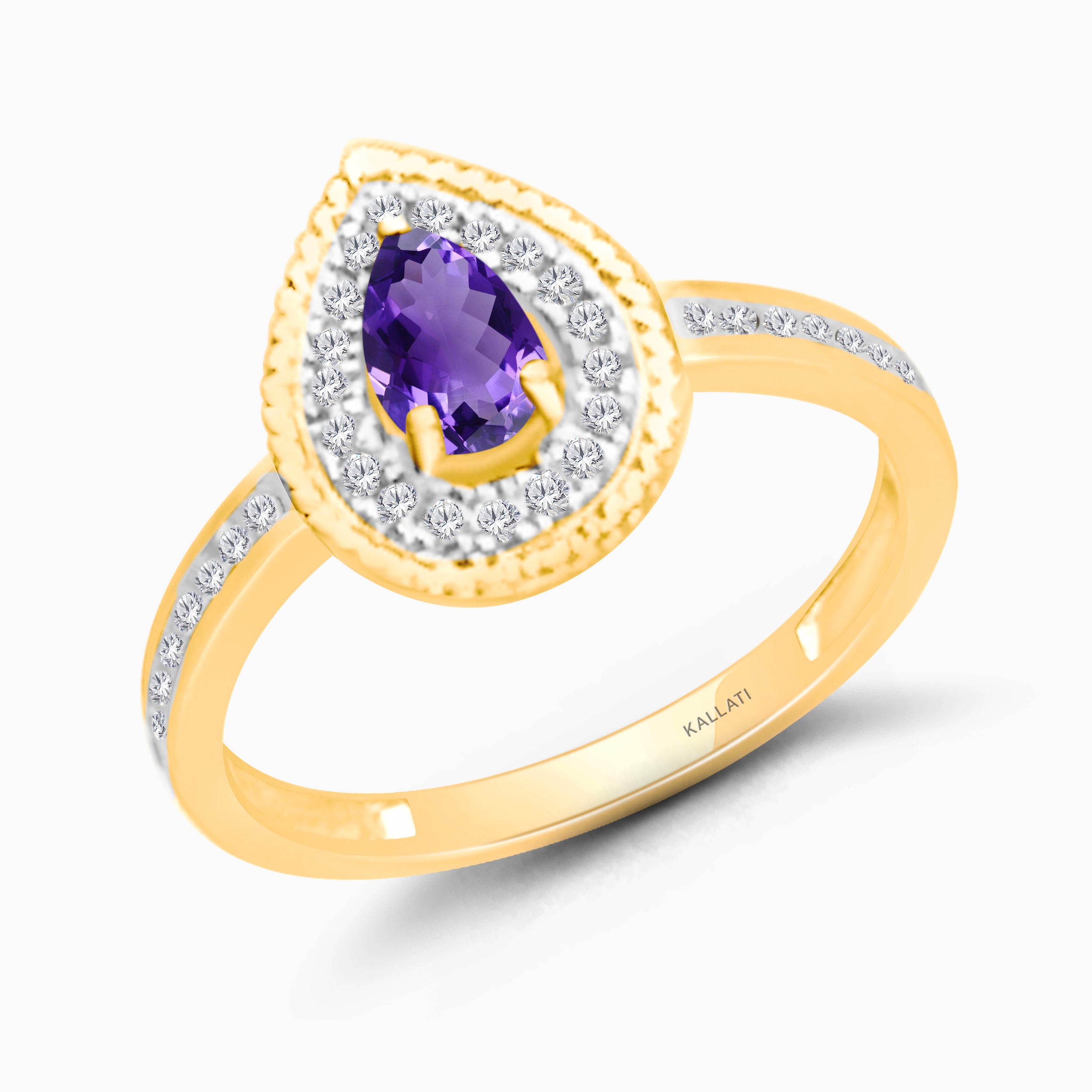 Pear of Diamonds Amethyst Ring
