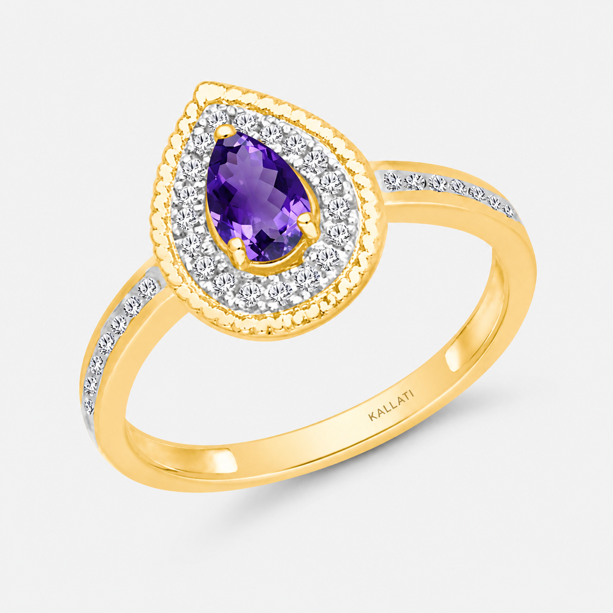 Pear of Diamonds Amethyst Ring Amethyst