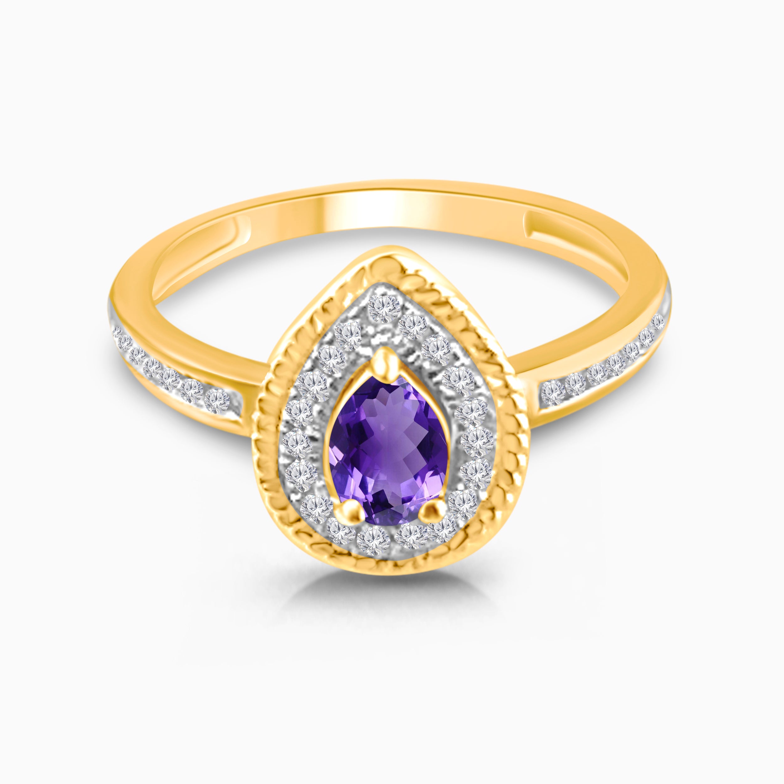 Pear of Diamonds Amethyst Ring