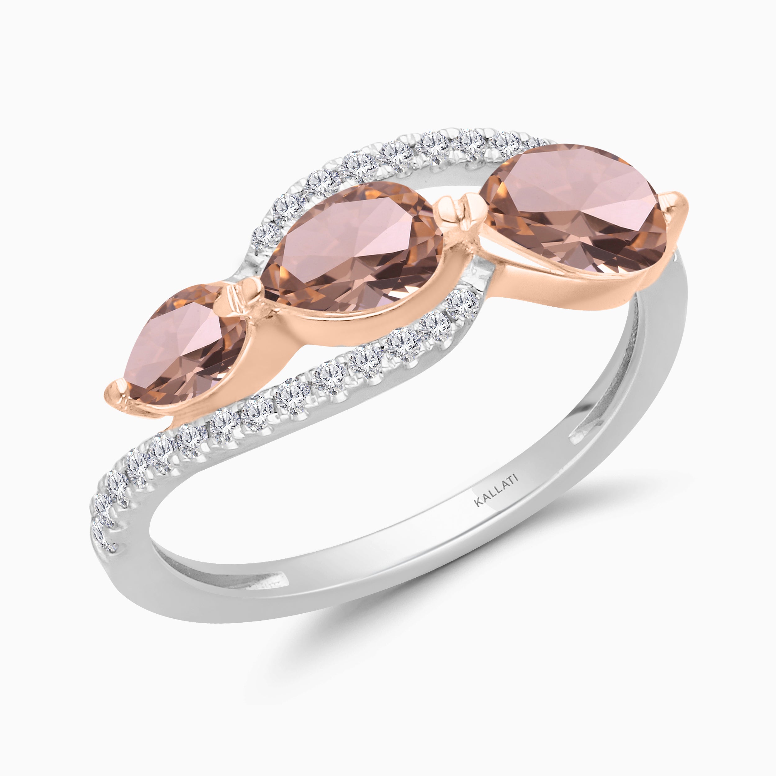 Twisting Tear Drop Morganite Band