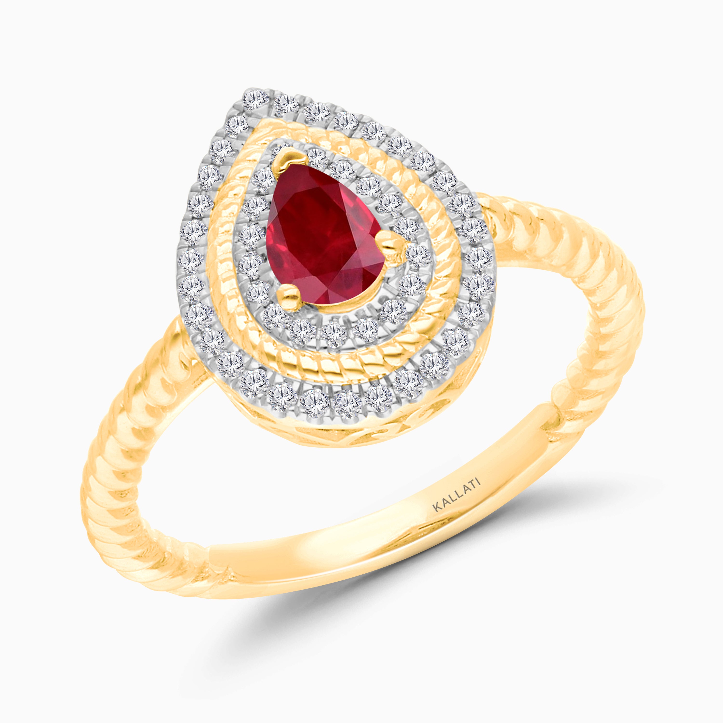 Pears of Diamonds Ruby Ring