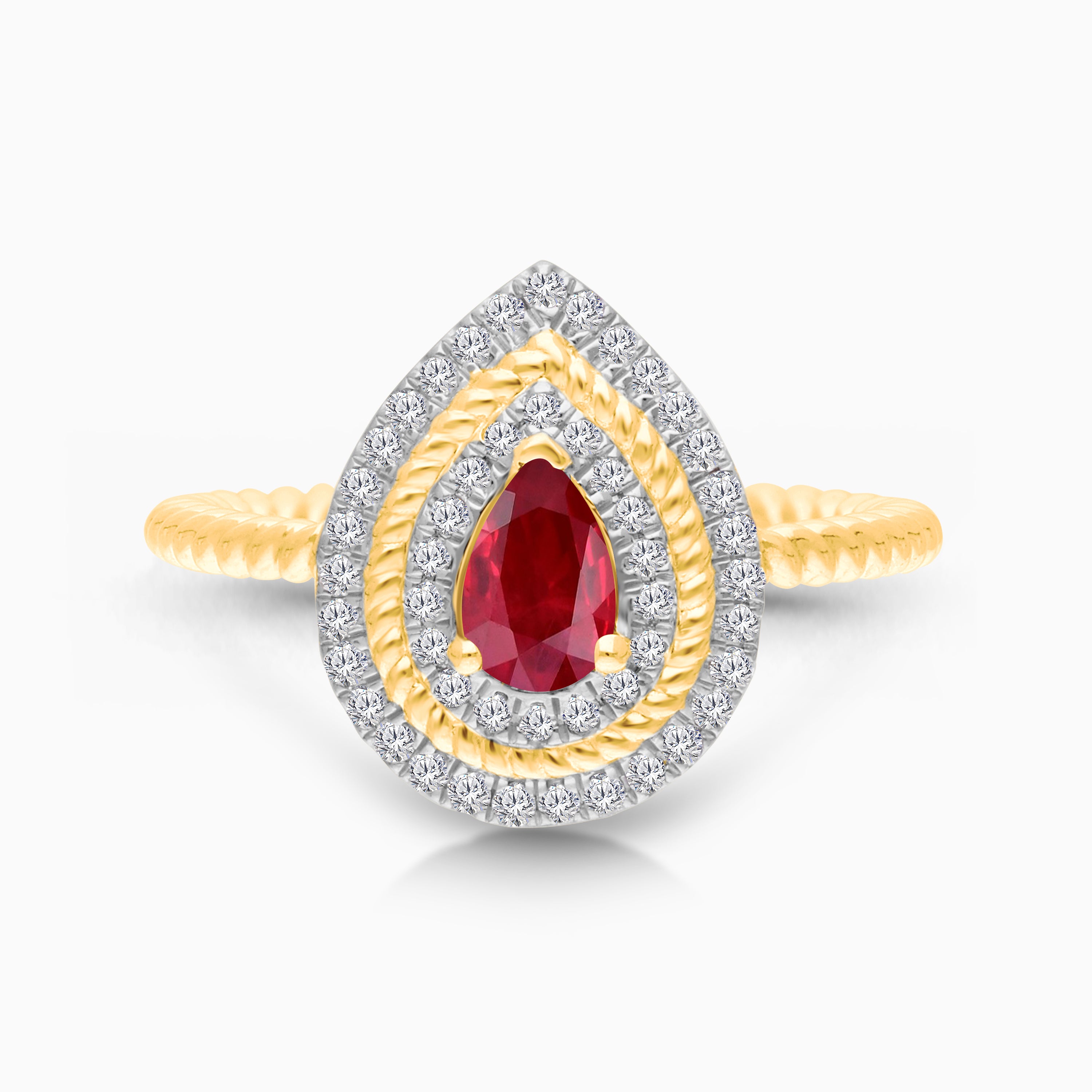 Pears of Diamonds Ruby Ring