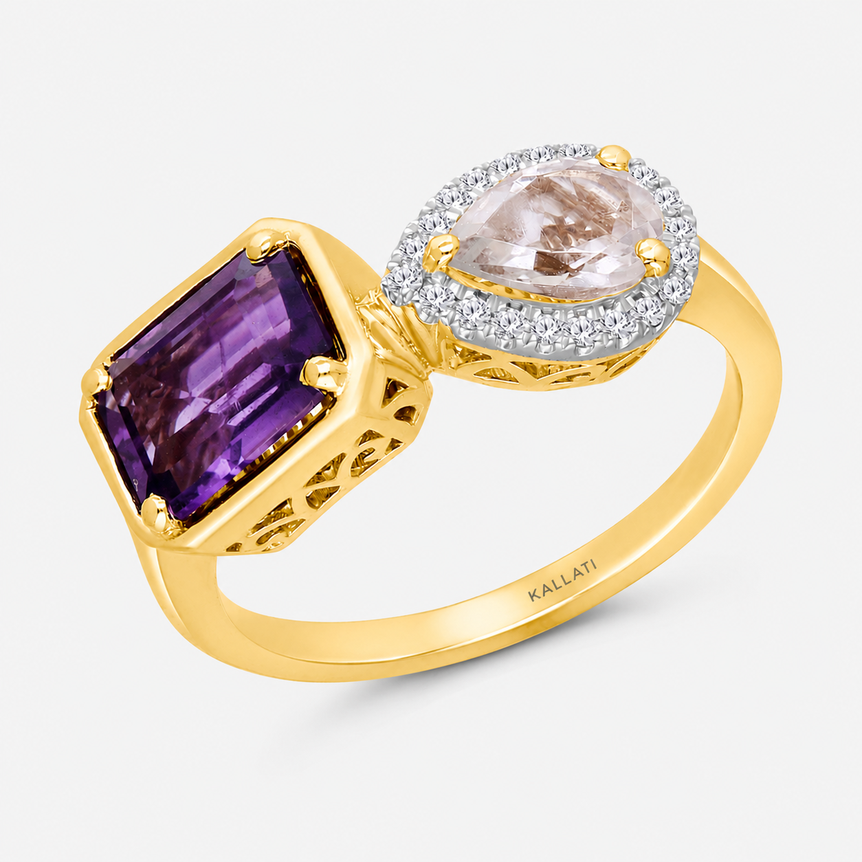 Paired Together Amethyst & Diamond Ring Amethyst