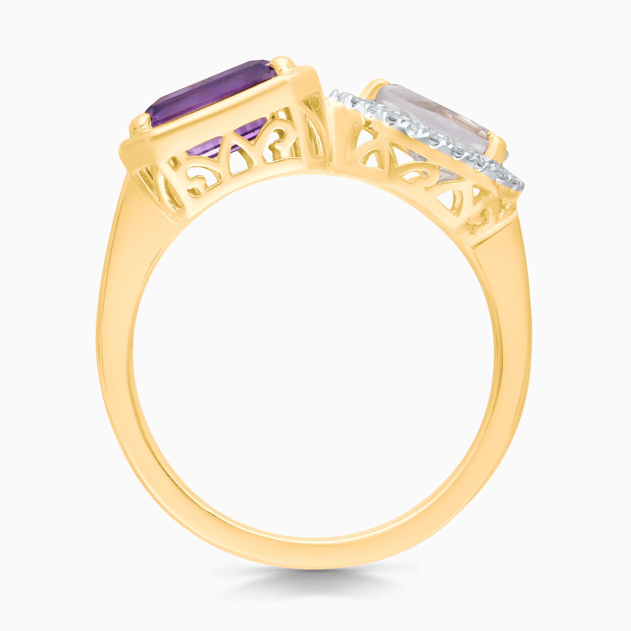 Paired Together Amethyst & Diamond Ring