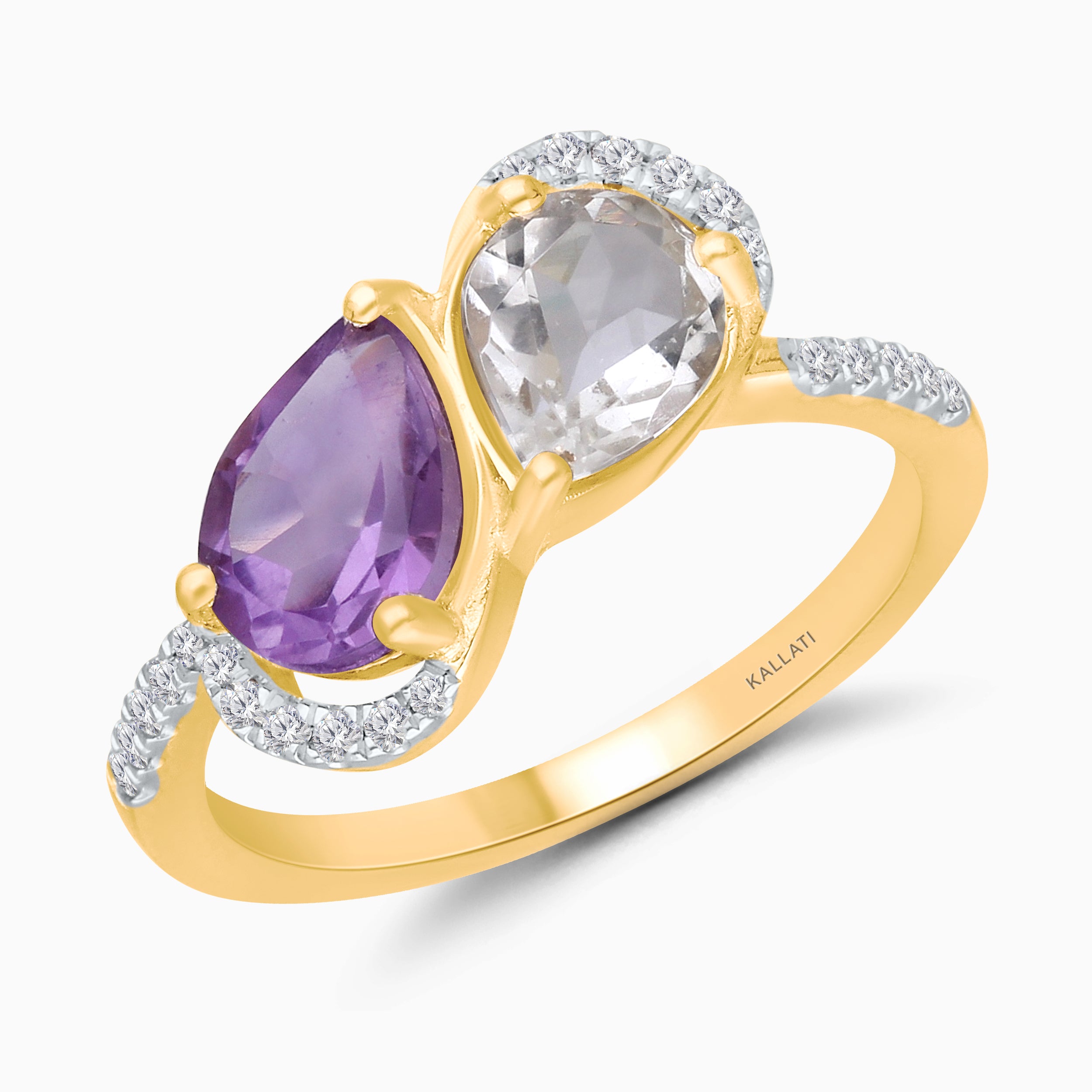Dualing Amethyst Diamond Ring