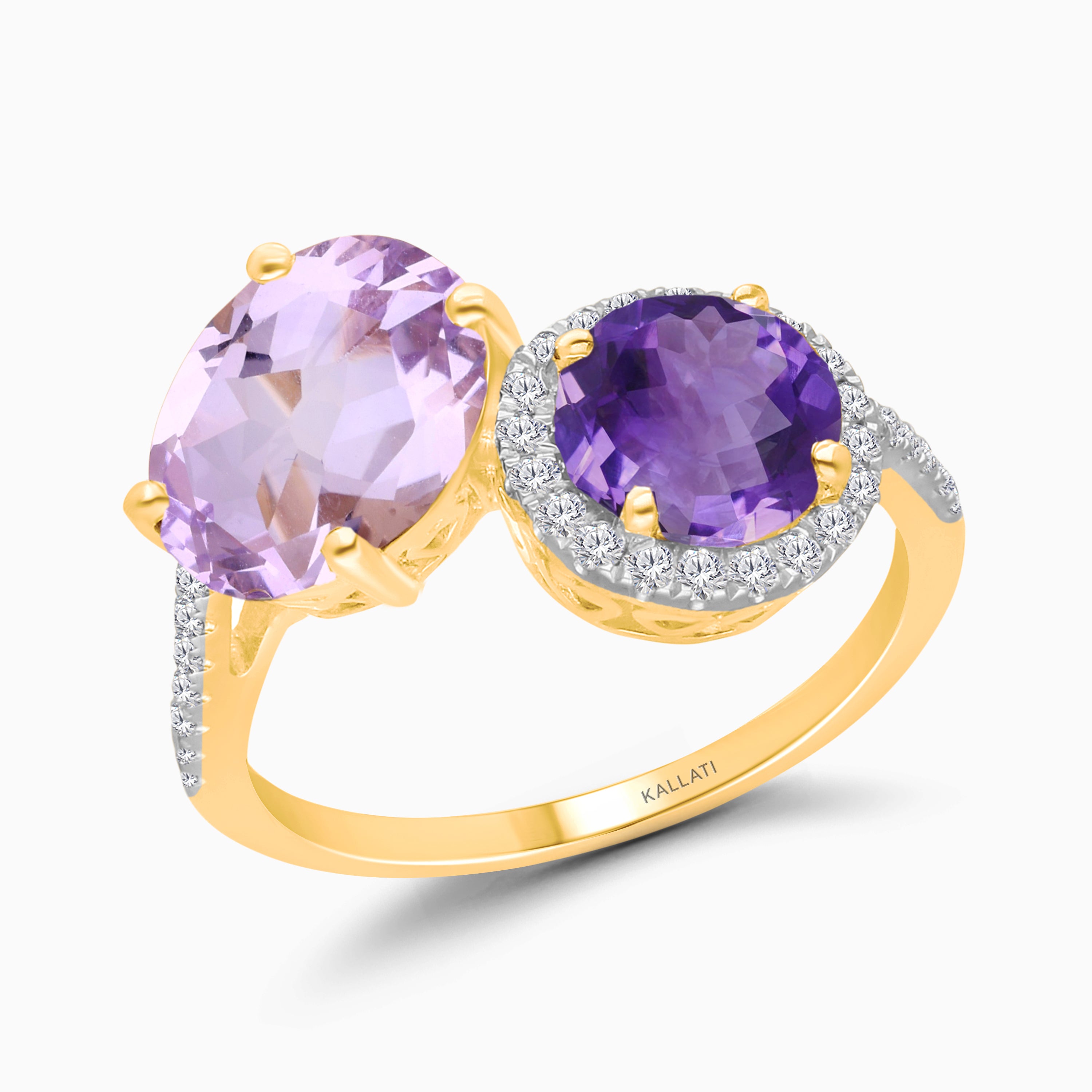Graduated Diamond & Amethyst Ring