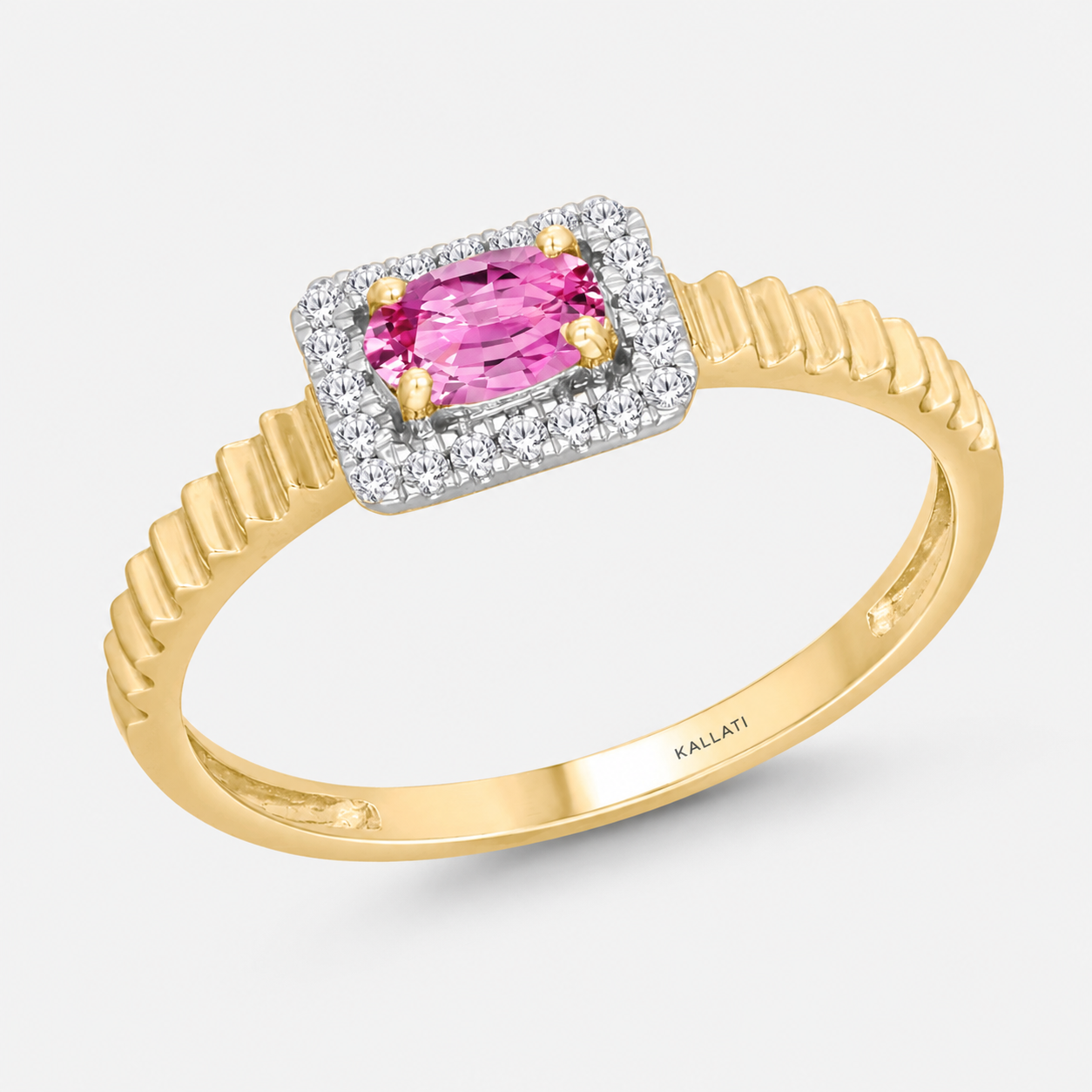 Diamond Portrait Pink Sapphire Ring Pink Sapphire