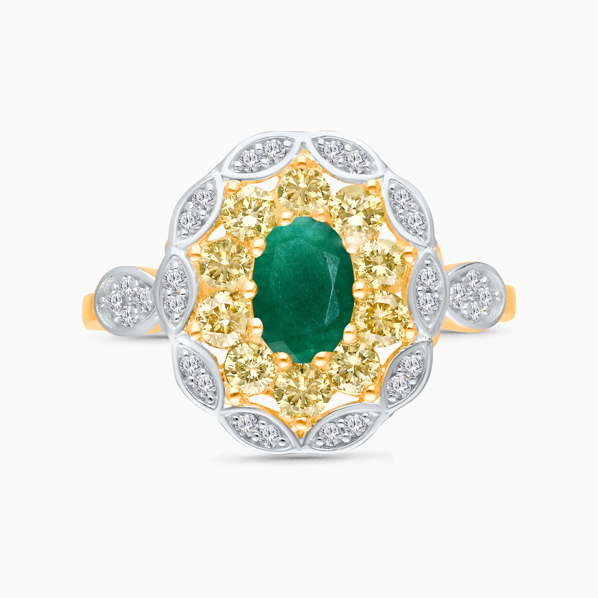 Emerald and Yellow Diamond Ring Emerald