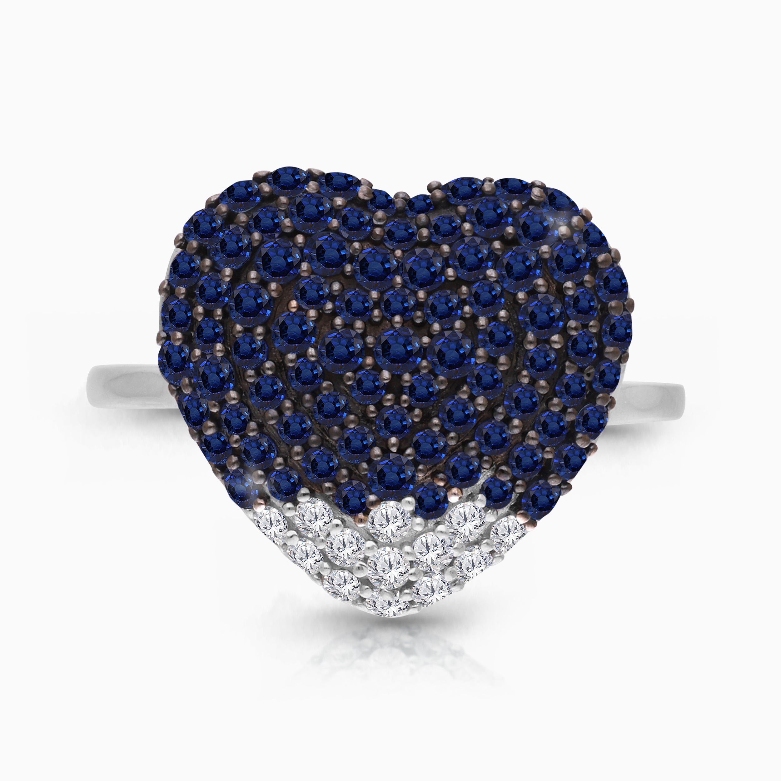 Pave Sapphire and Diamond Heart Ring hearts