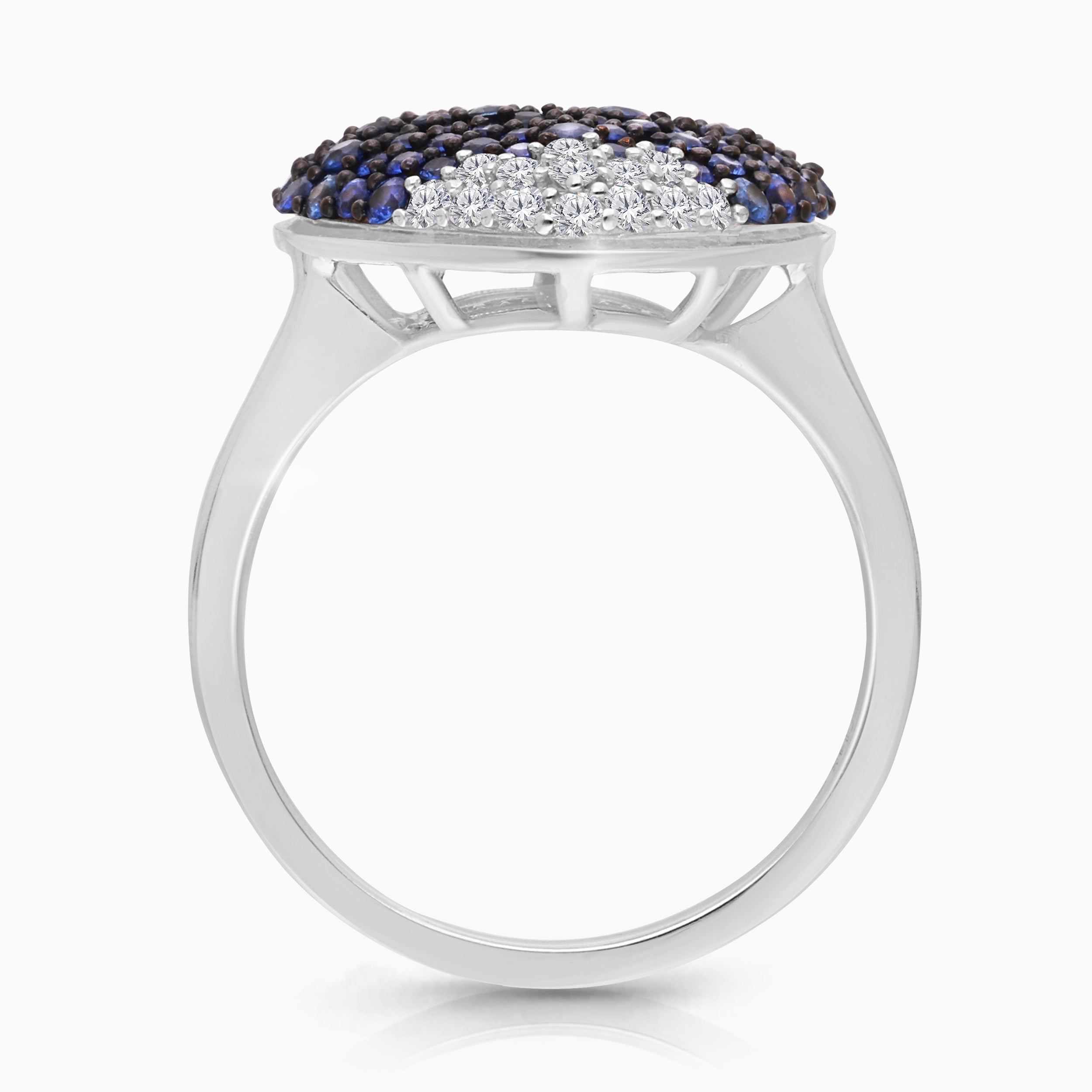 Pave Sapphire and Diamond Heart Ring hearts