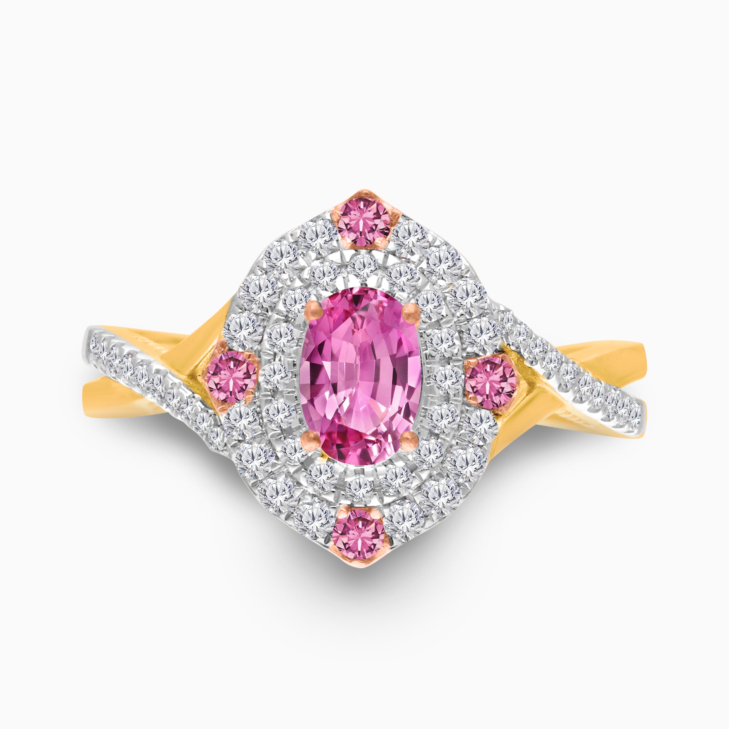 Duo Halo Pink Sapphire Ring
