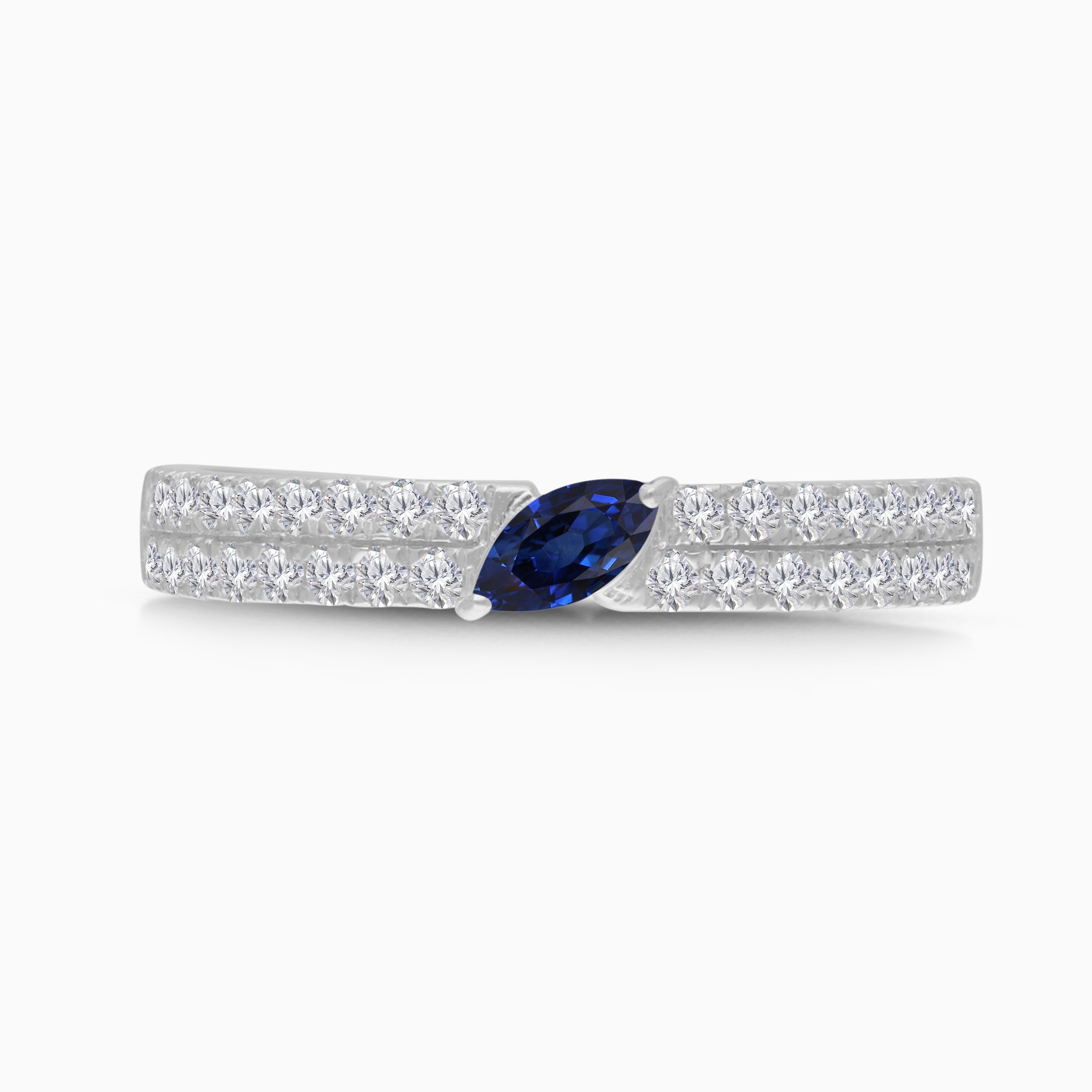 Row of Diamonds Marquise Sapphire Band