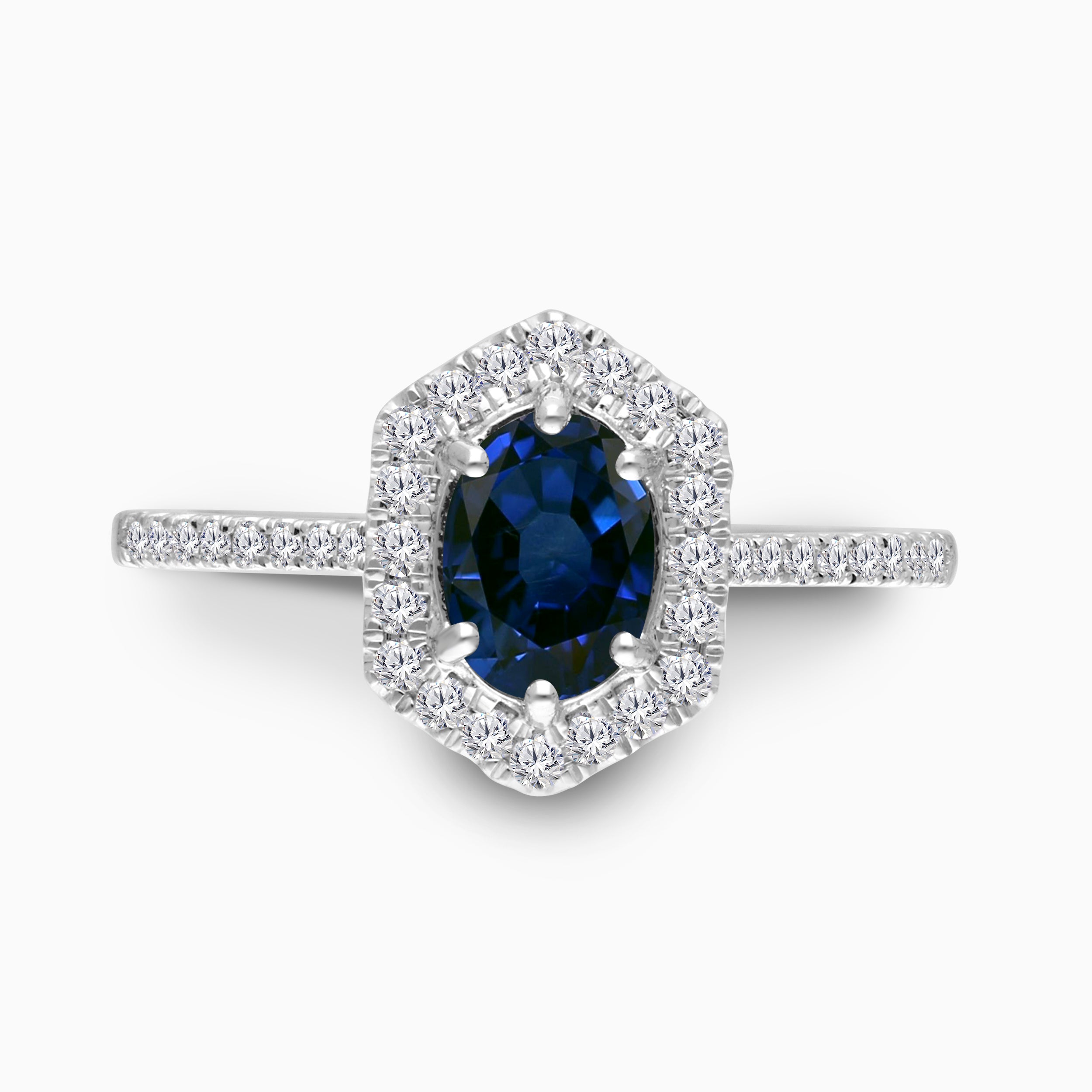Sapphire Shield Diamond Ring