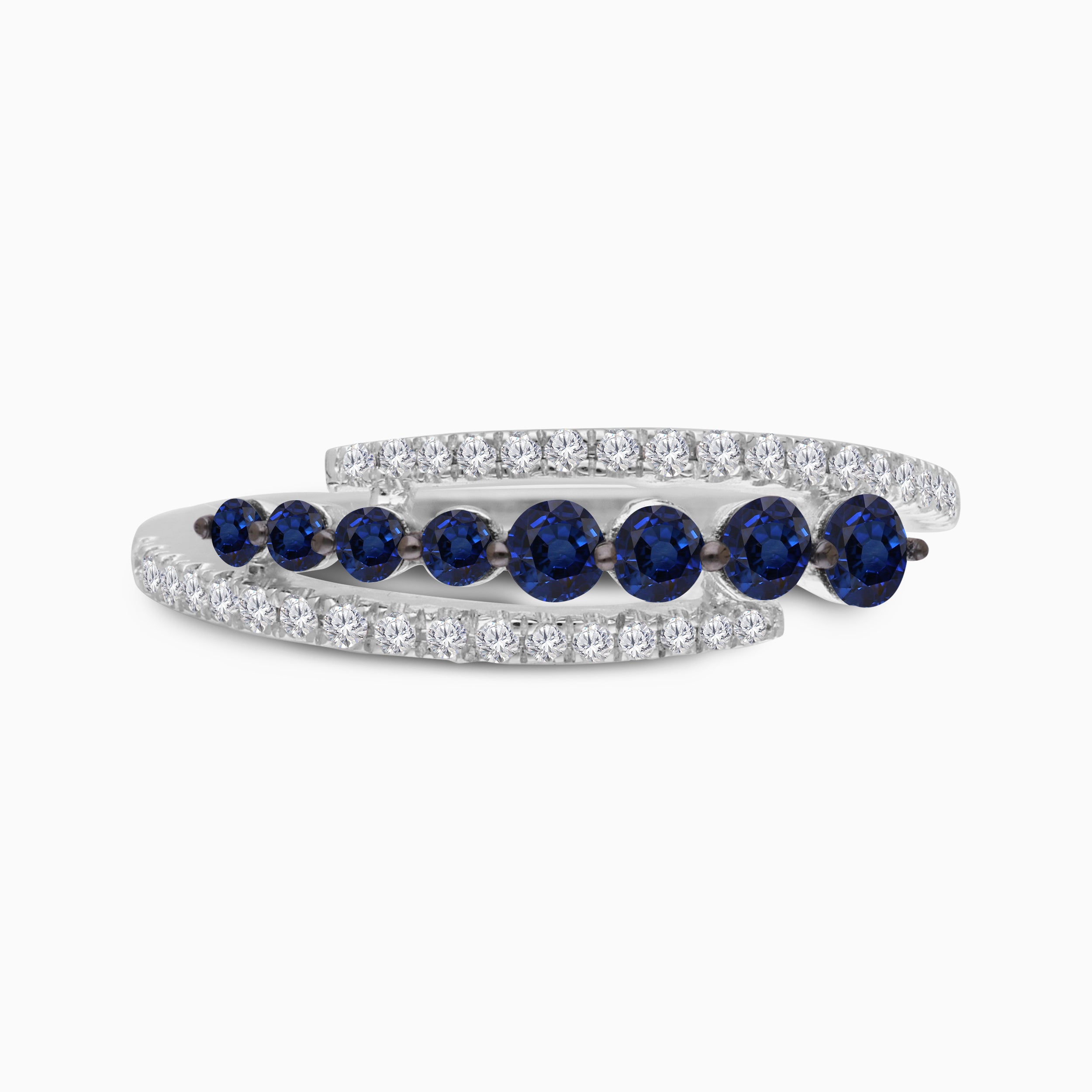 Blue Sapphire & Diamond Wave Ring