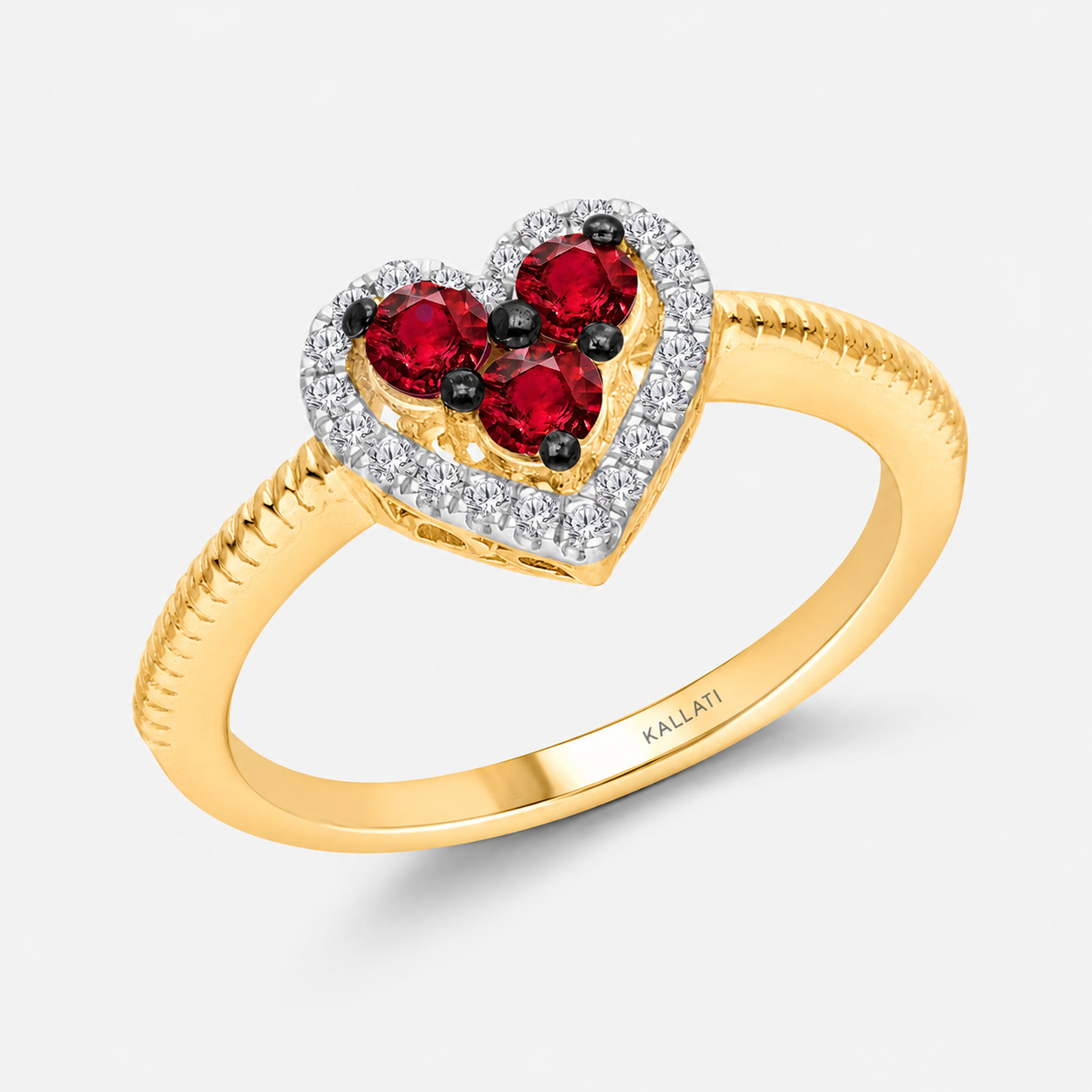 Ruby Trio Heart Ring Ruby